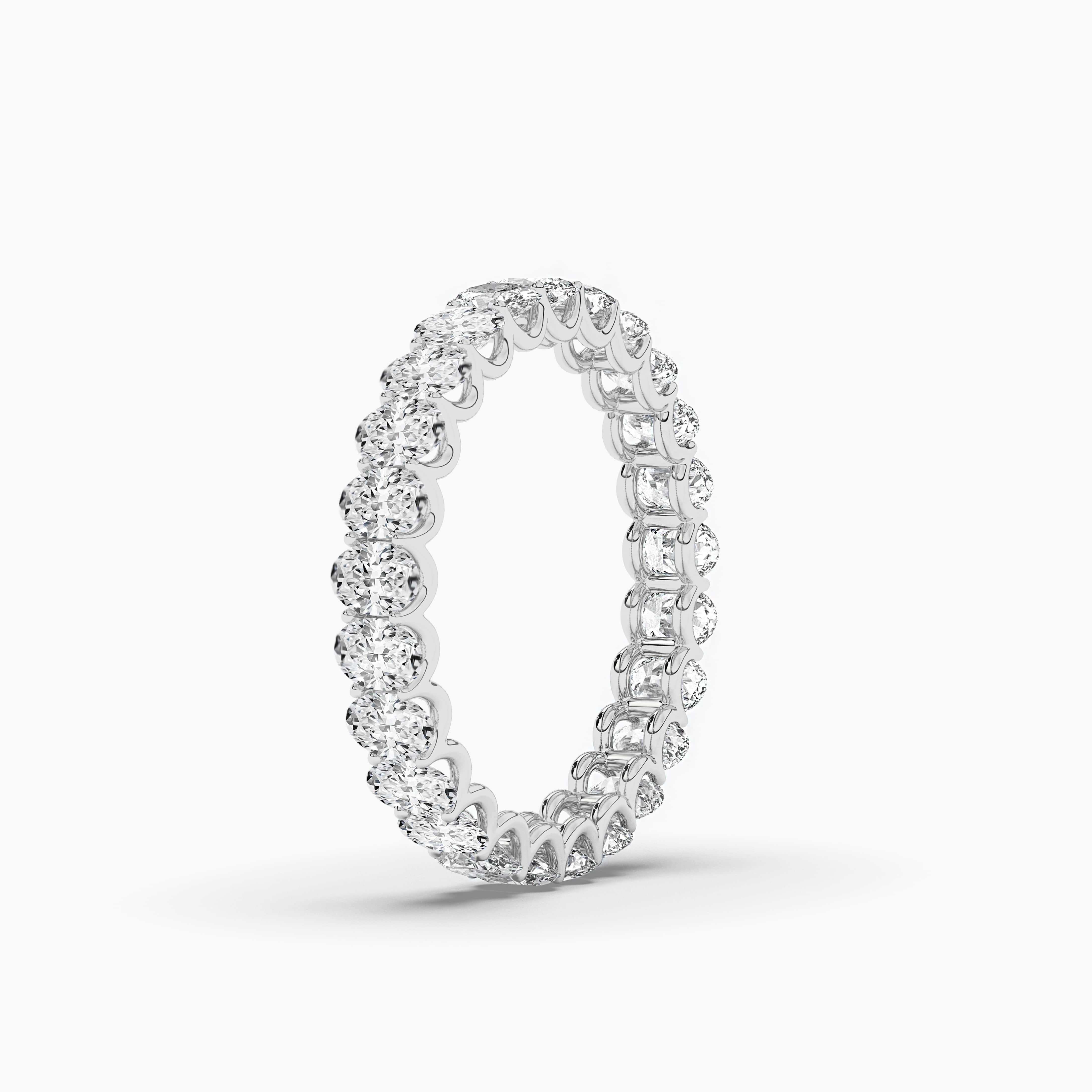 Prong Set Eternity Ring with Oval Diamonds in White Gold