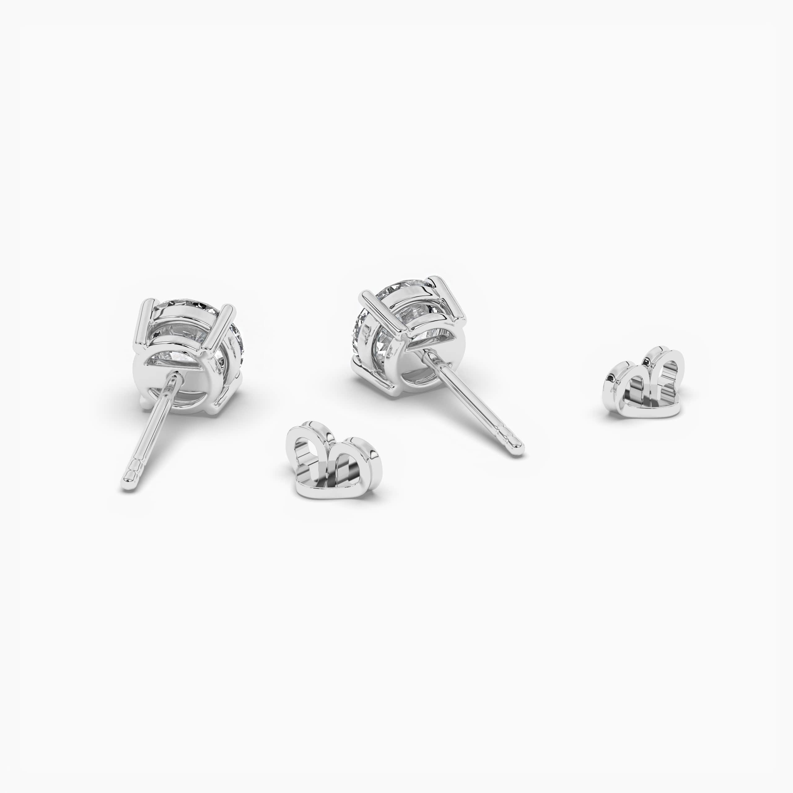 Round Cut Diamond Stud Earrings on White Gold