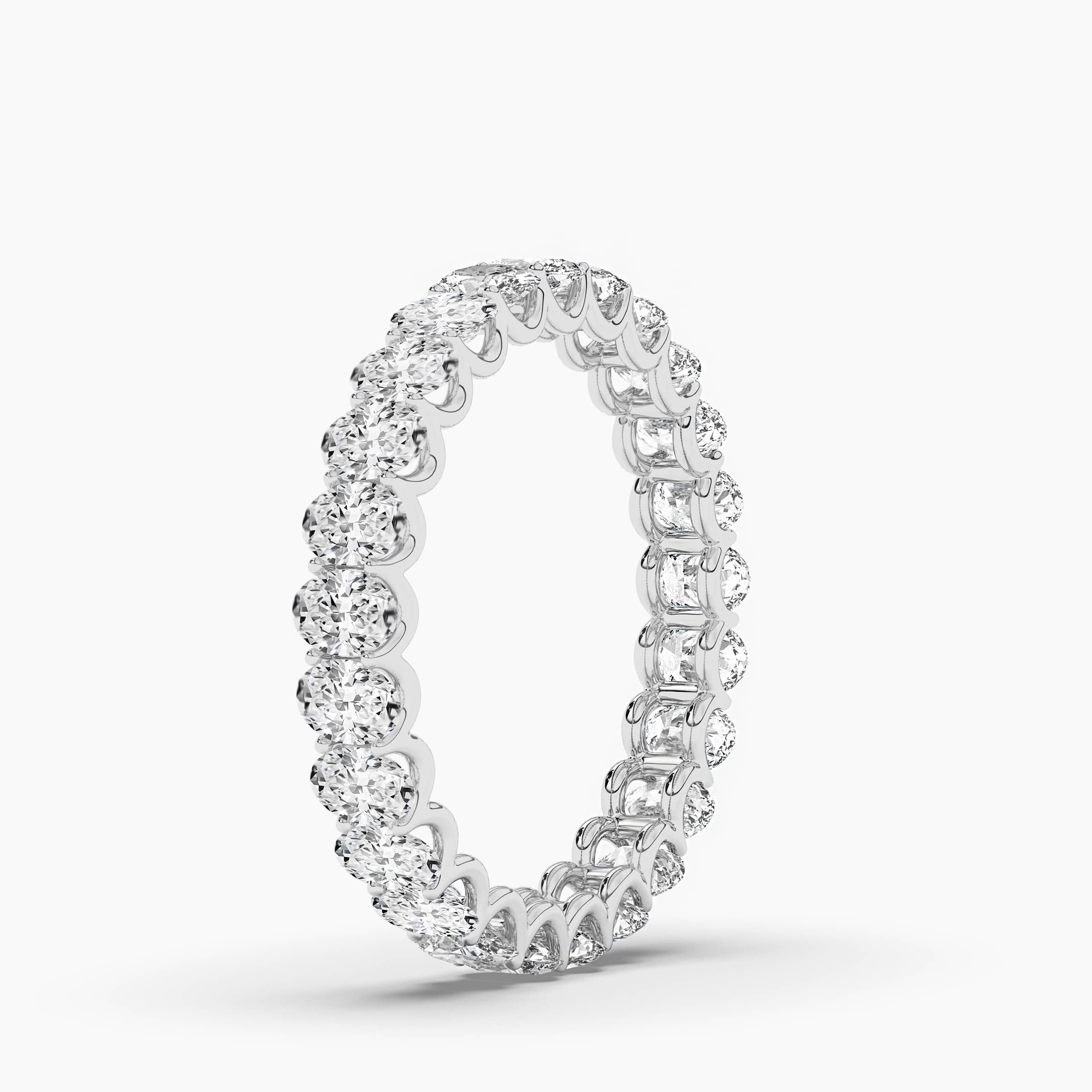 Prong Set Eternity Ring with Oval Diamonds in White Gold