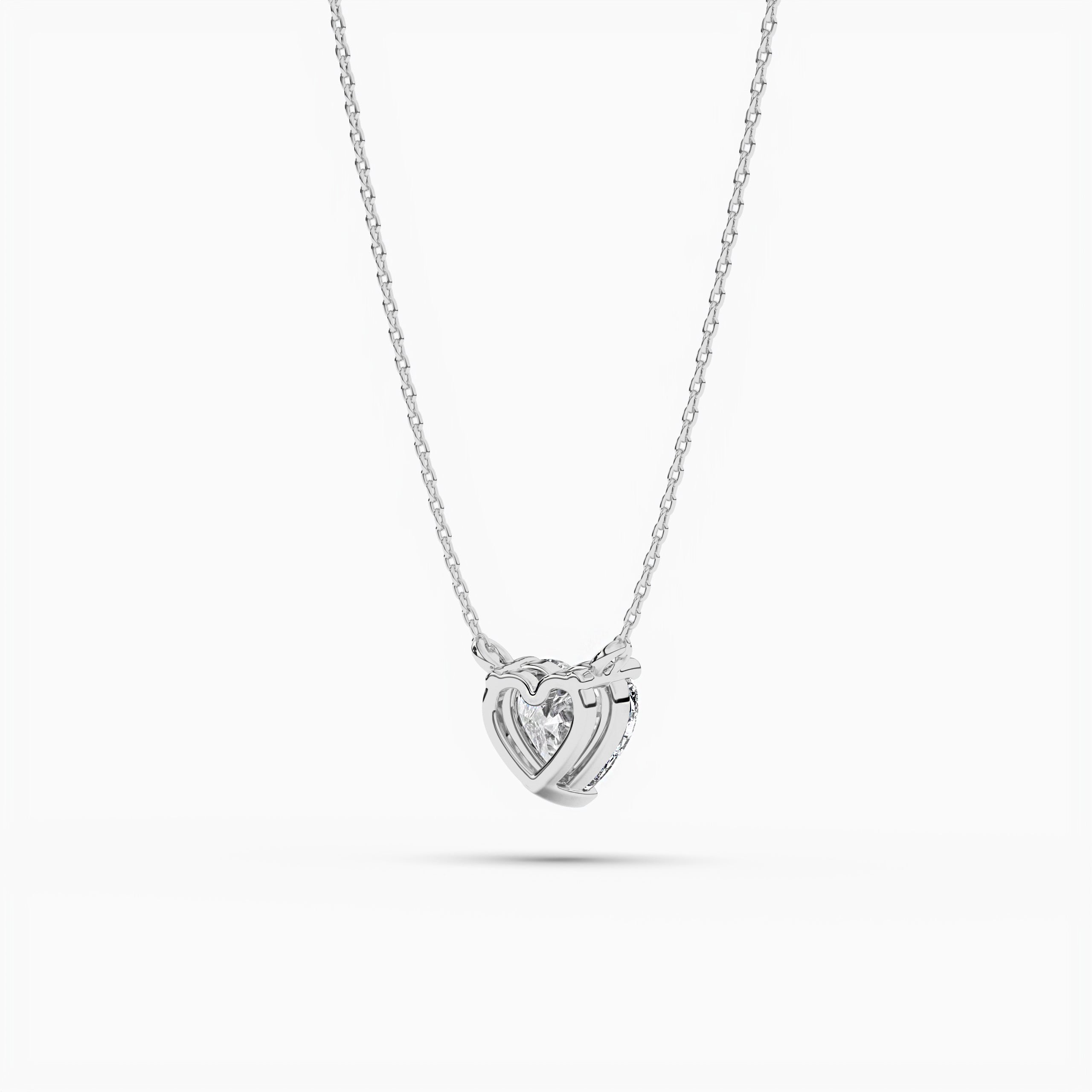 Heart Shape Solitaire Necklace in 14k White Gold