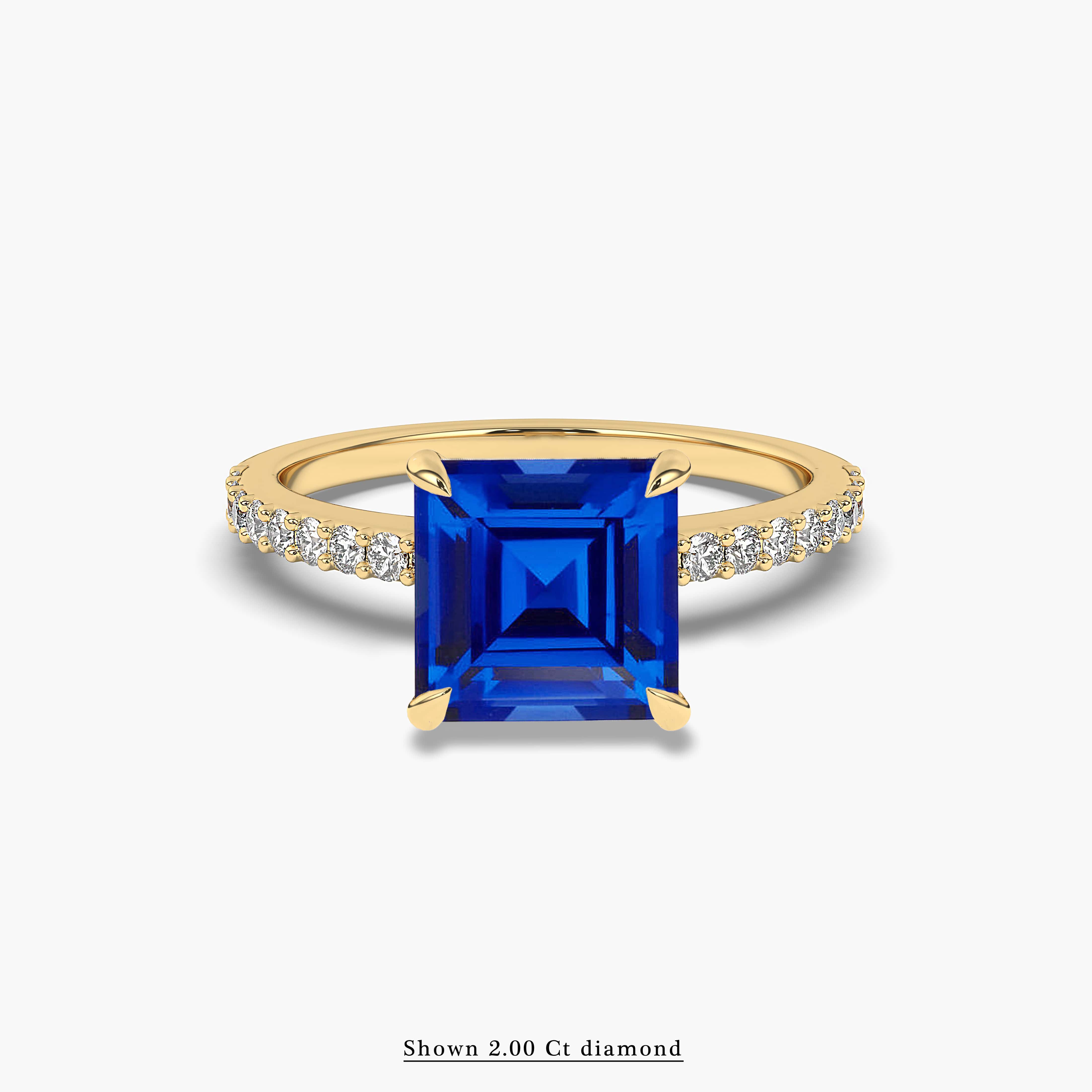 blue sapphiire and diamond side stones ring 