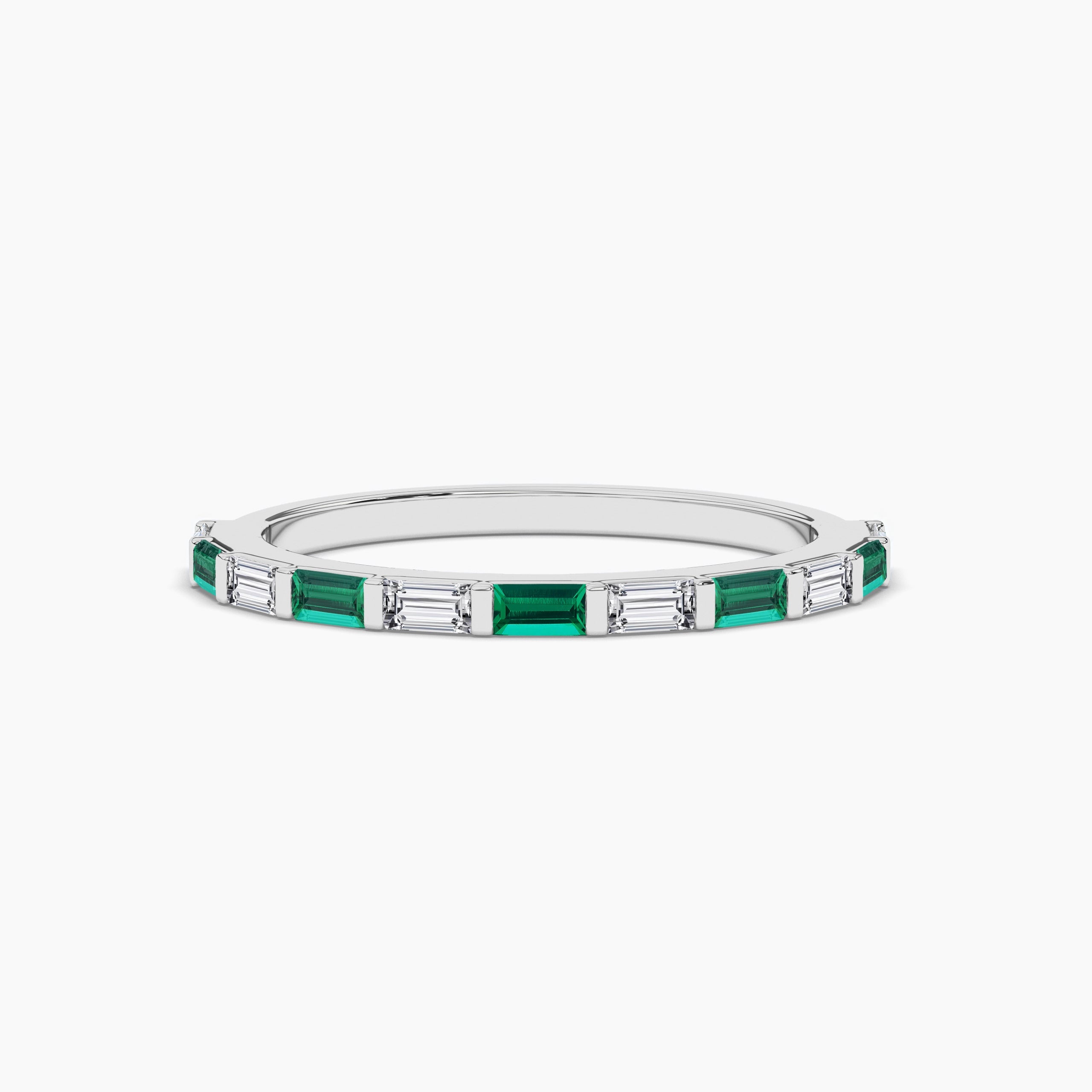 Emerald and Baguette diamond band