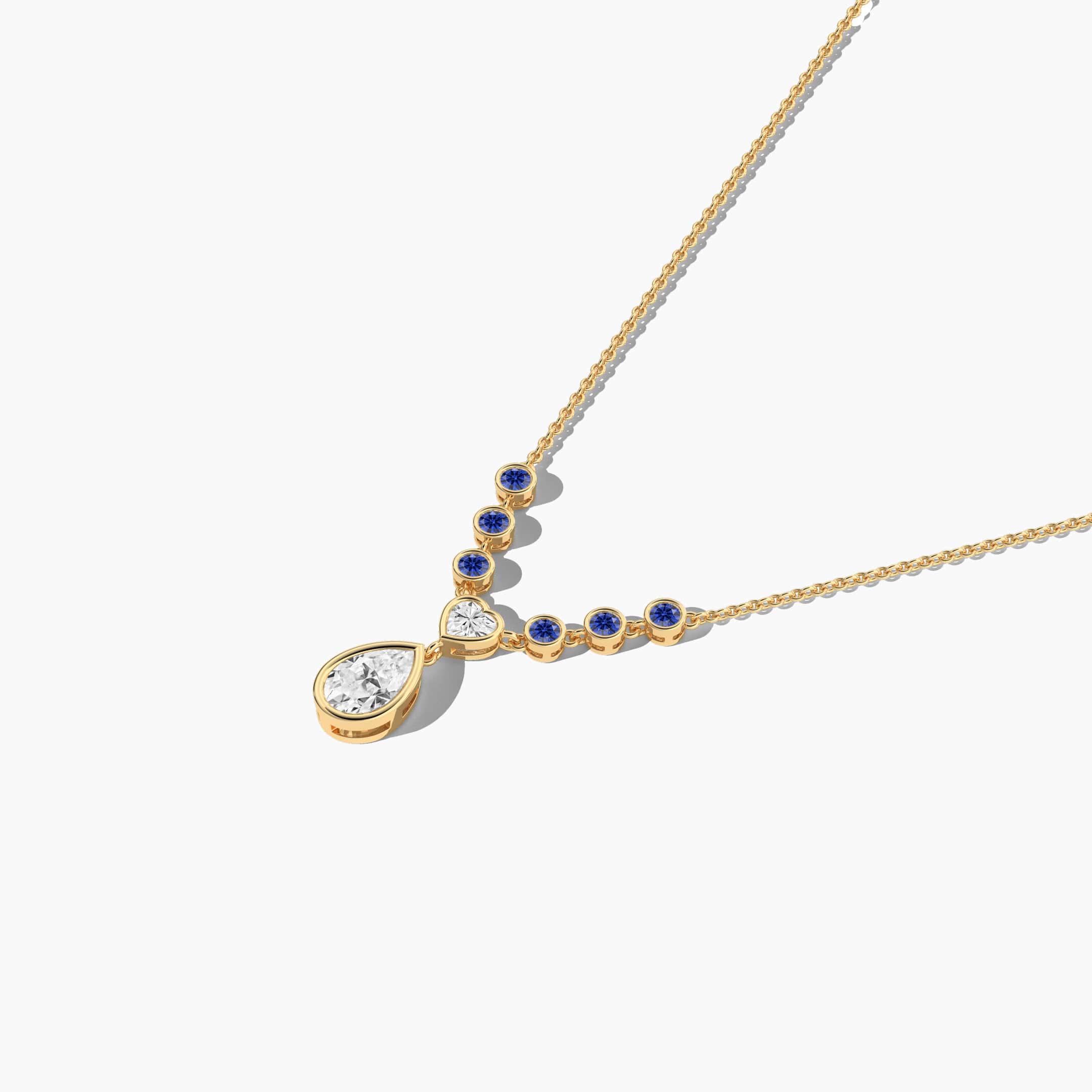 yellow gold blue sapphire necklace 