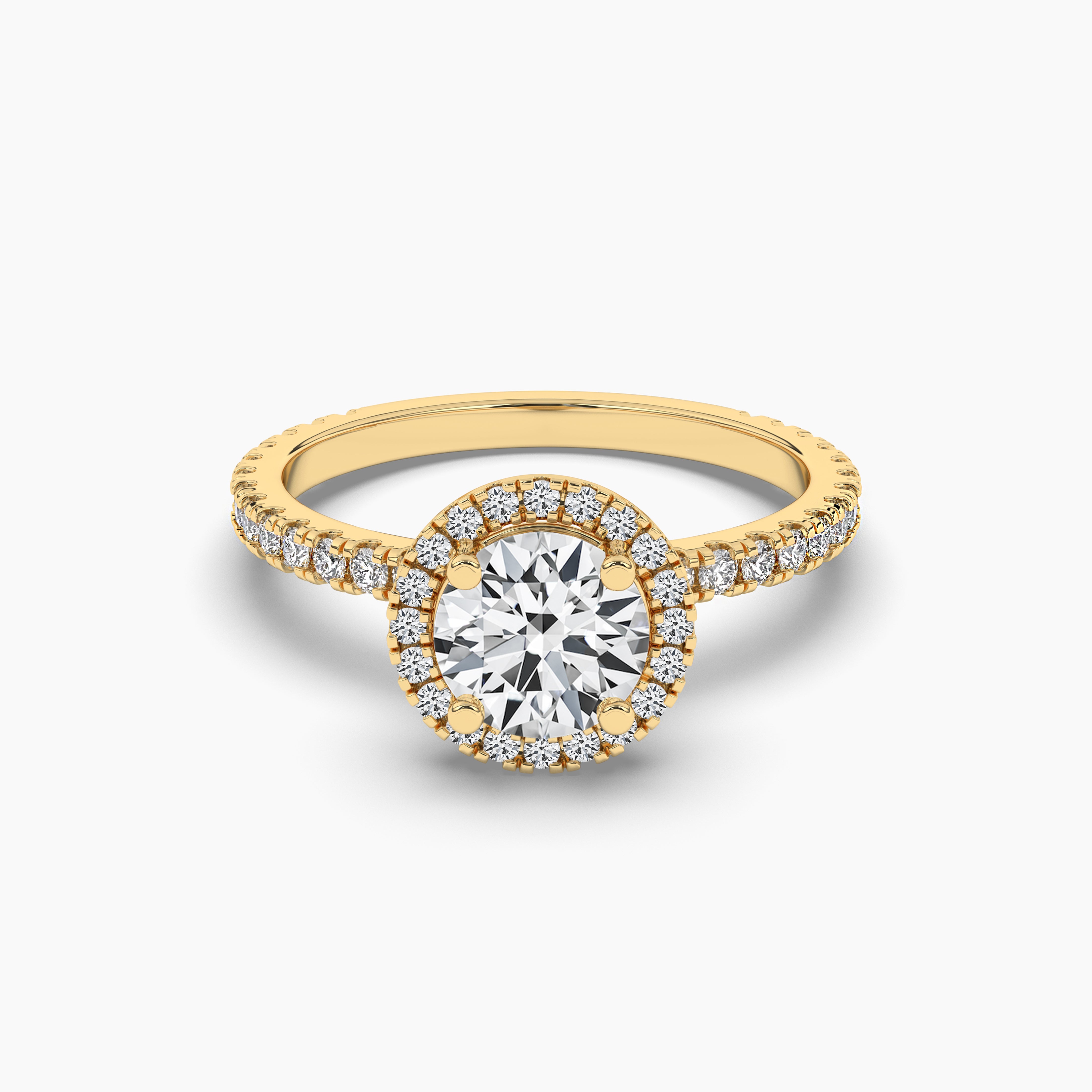 Yellow Gold Round Halo Engagement Ring