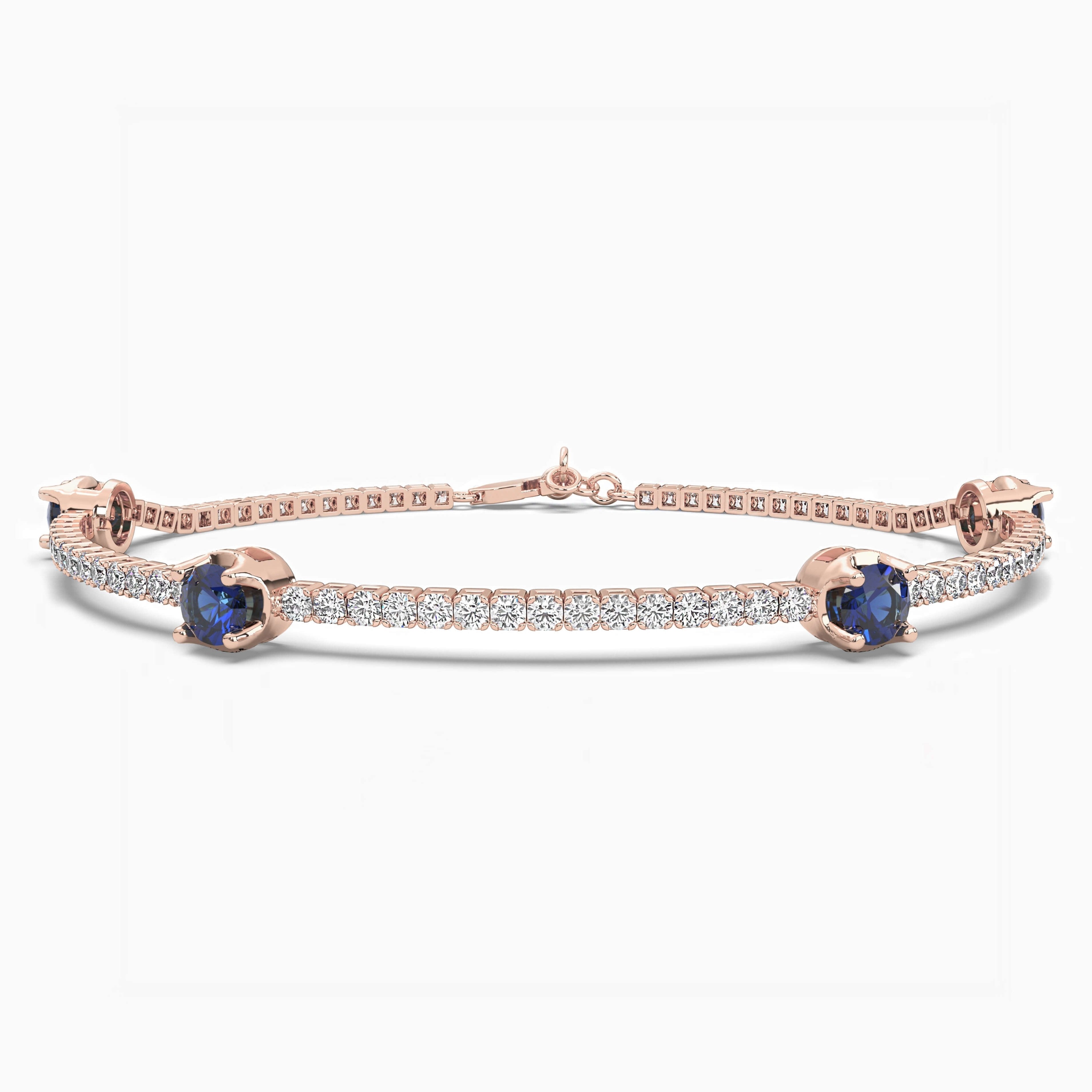 Rose Gold Bezel Diamond Tennis Bracelet