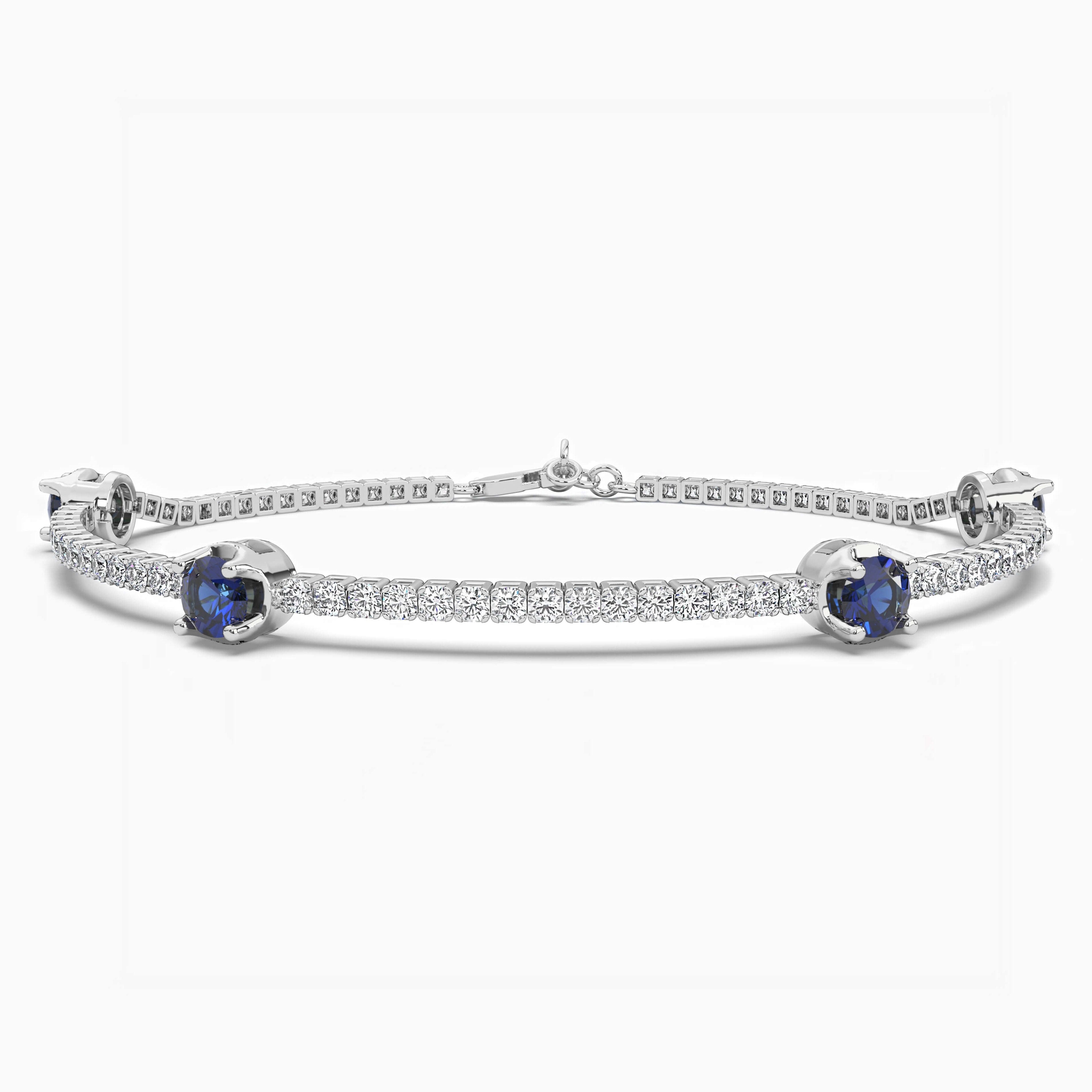 Diamond And Sapphire Bracelet In White Gold