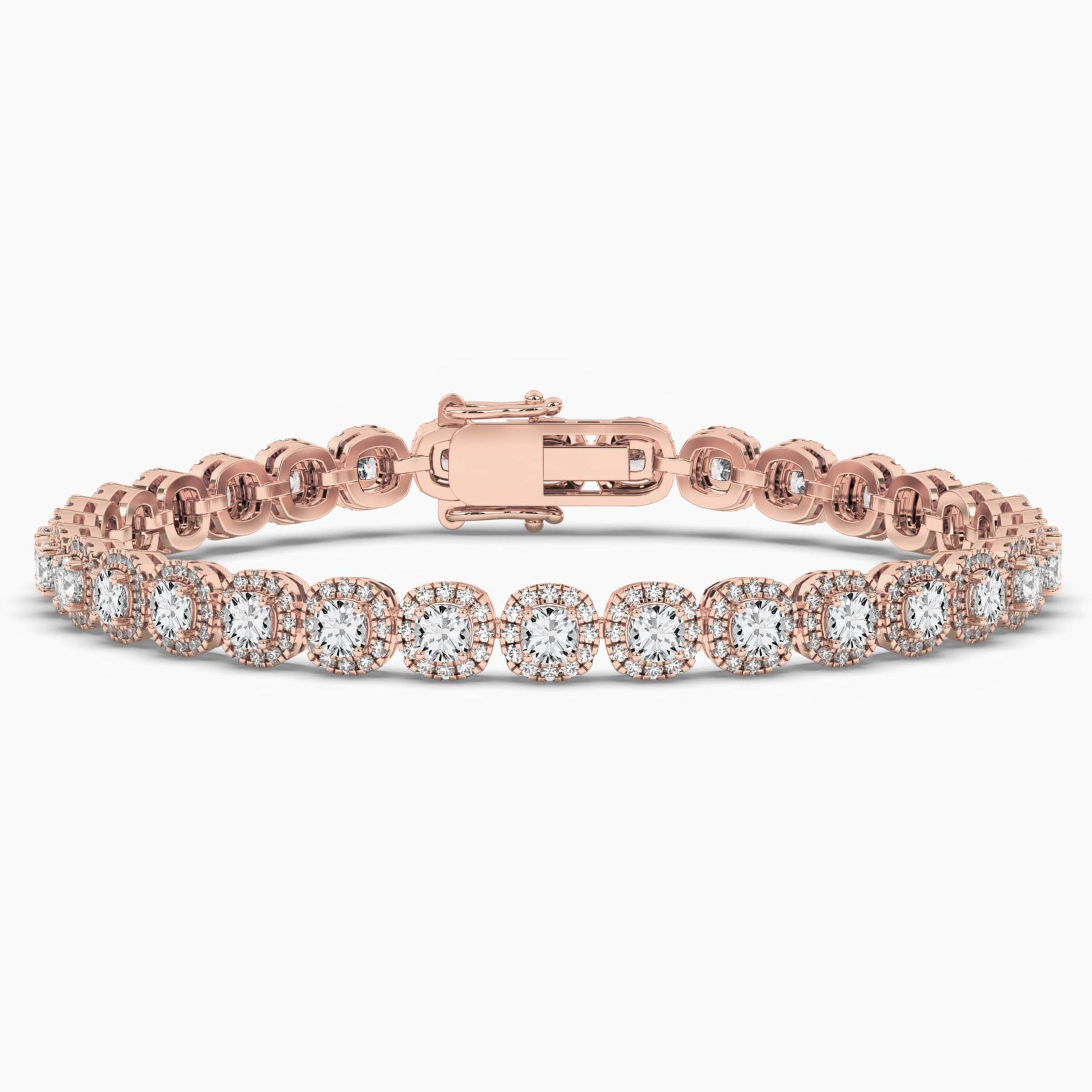 Rose Gold Heart Shape Diamond Halo Bracelet