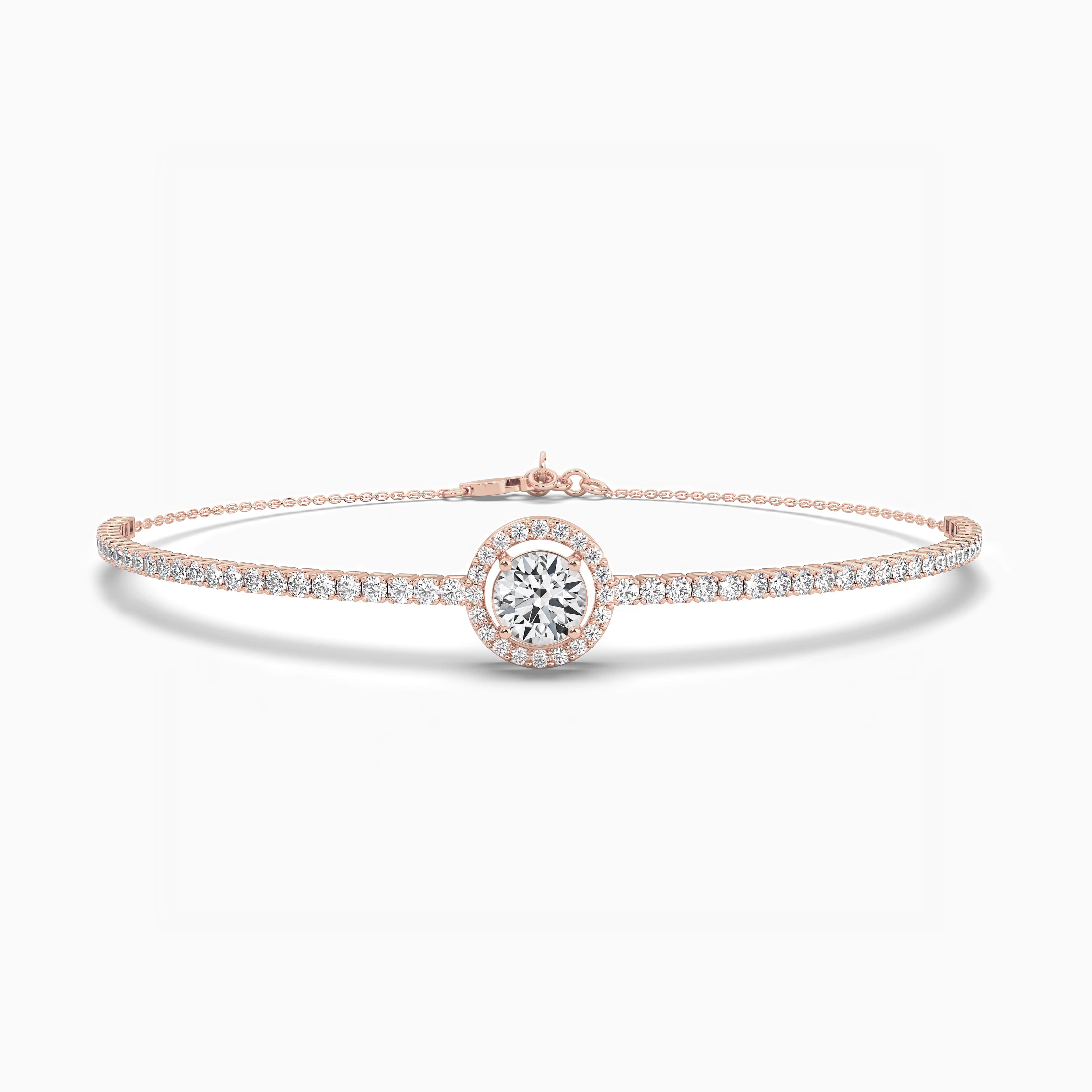 Women Brass Crystals Rose Gold-Plated Link Bracelet