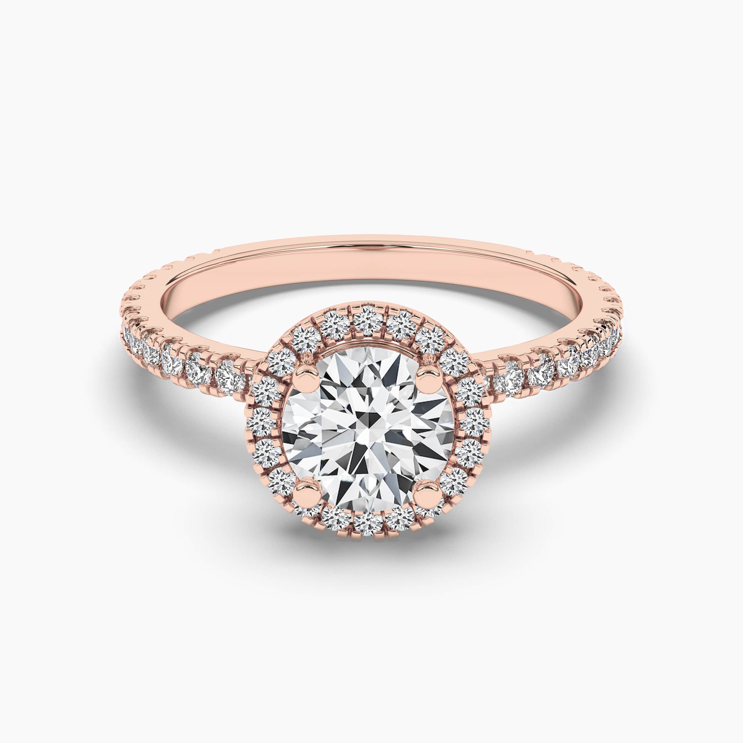 Classic Halo Diamond Engagement Ring In 14k Rose Gold 