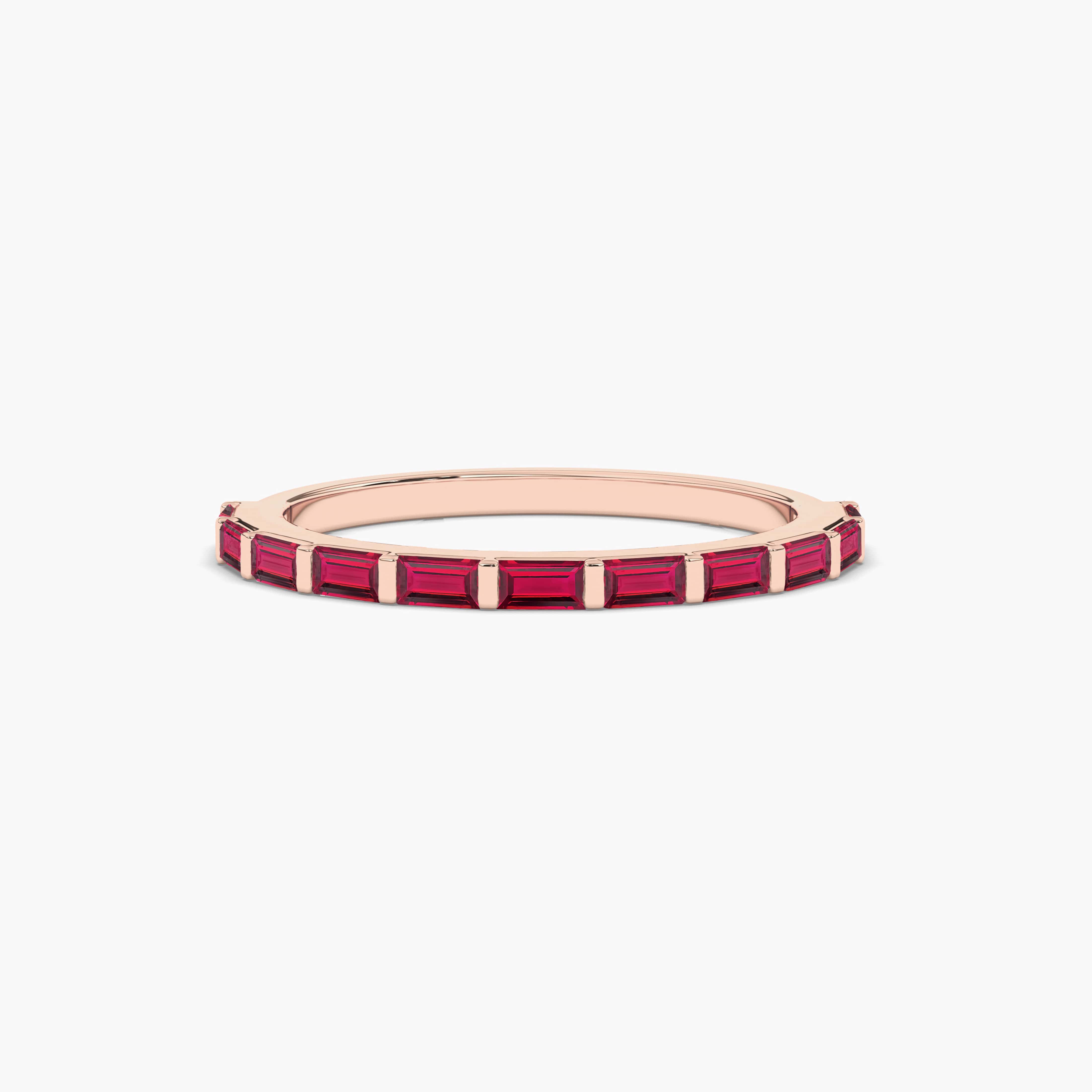 Rose Gold Ruby Baguette half Wedding Band