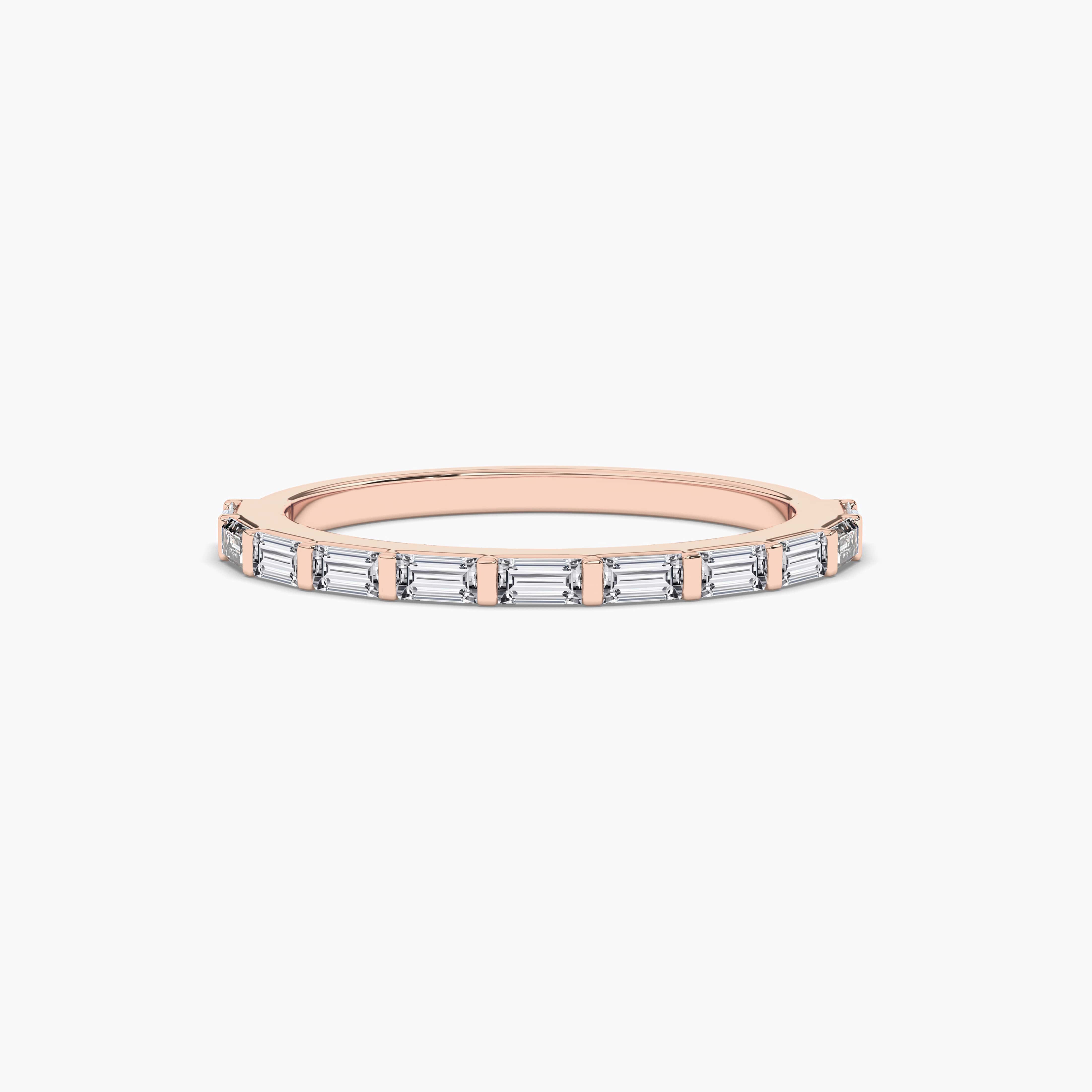 HALF STACKABLE RING OF THIN WITH BAGUETTE DIAMOND