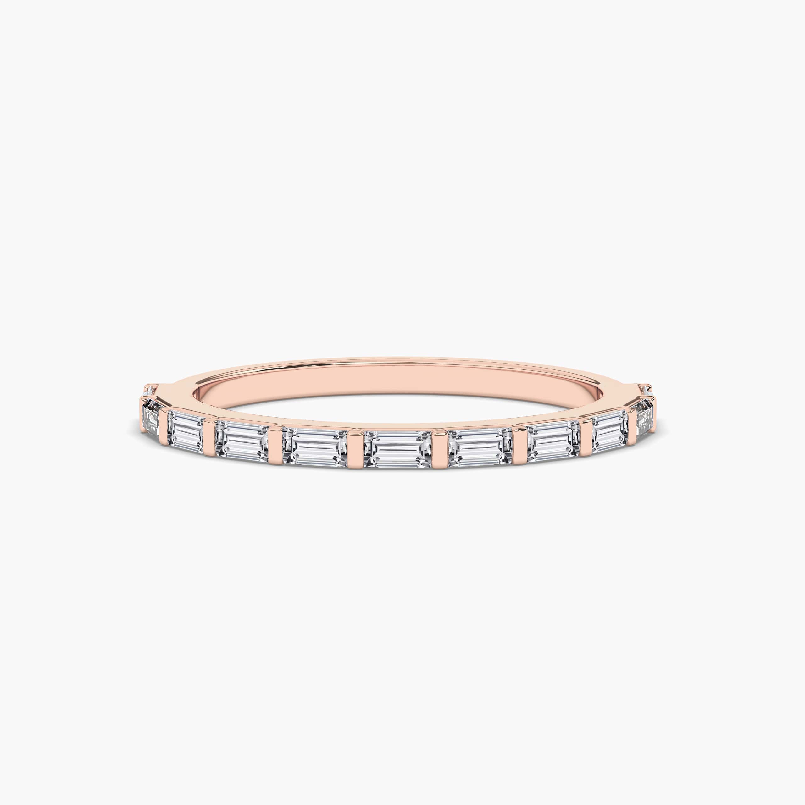 HALF STACKABLE RING OF THIN WITH BAGUETTE DIAMOND