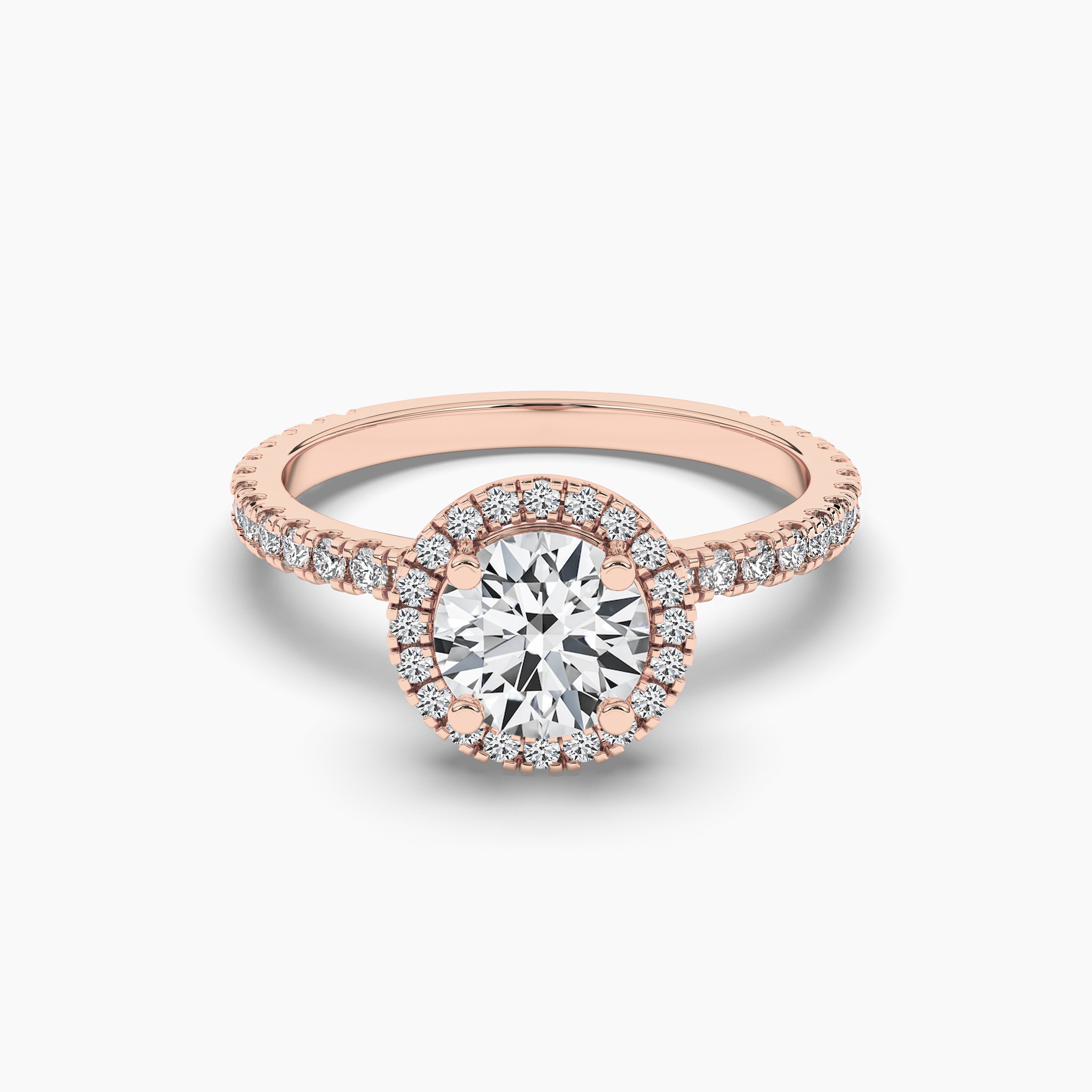 Classic Halo Diamond Engagement Ring In 14k Rose Gold