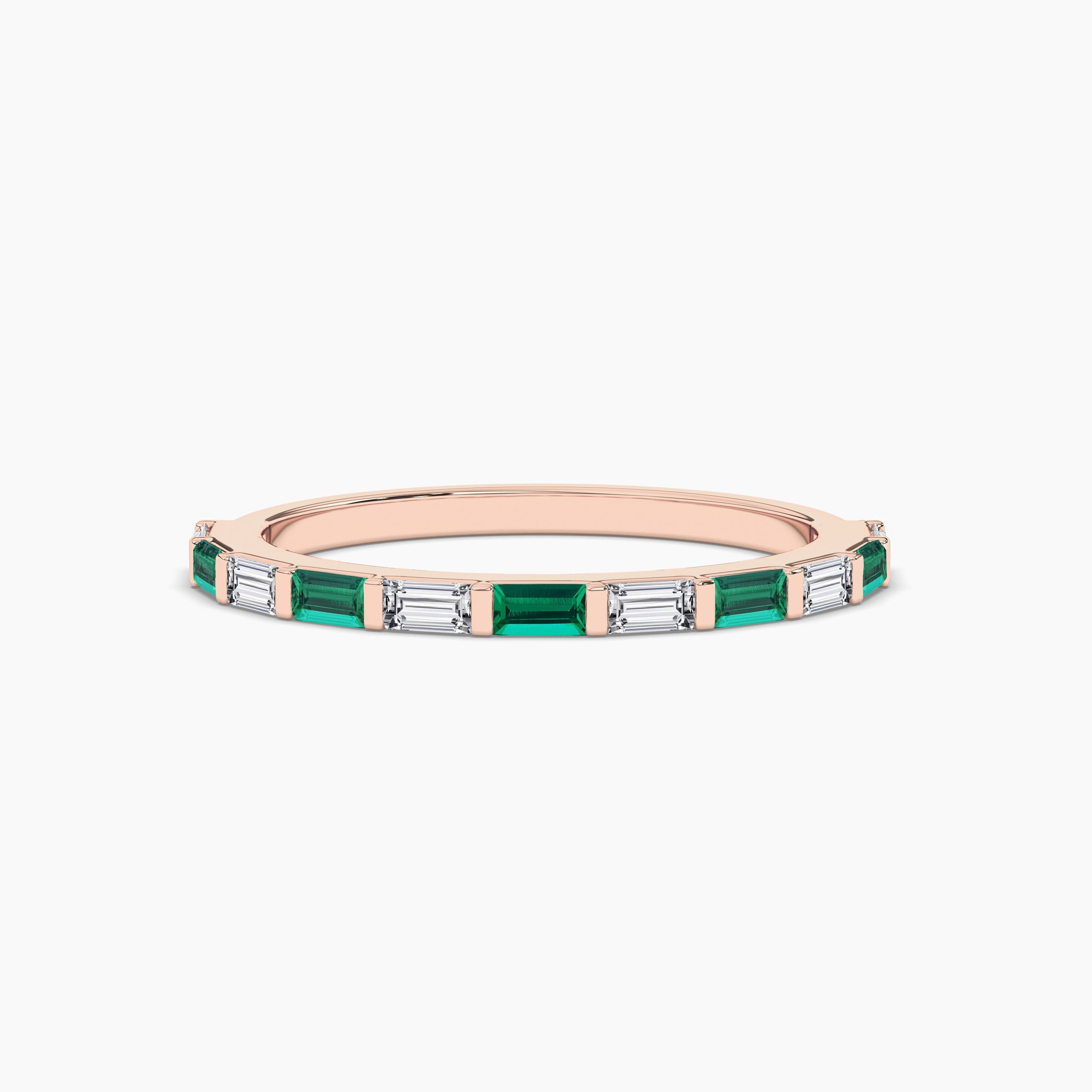 Emerald Baguette and Diamond Stackable Wedding Ring