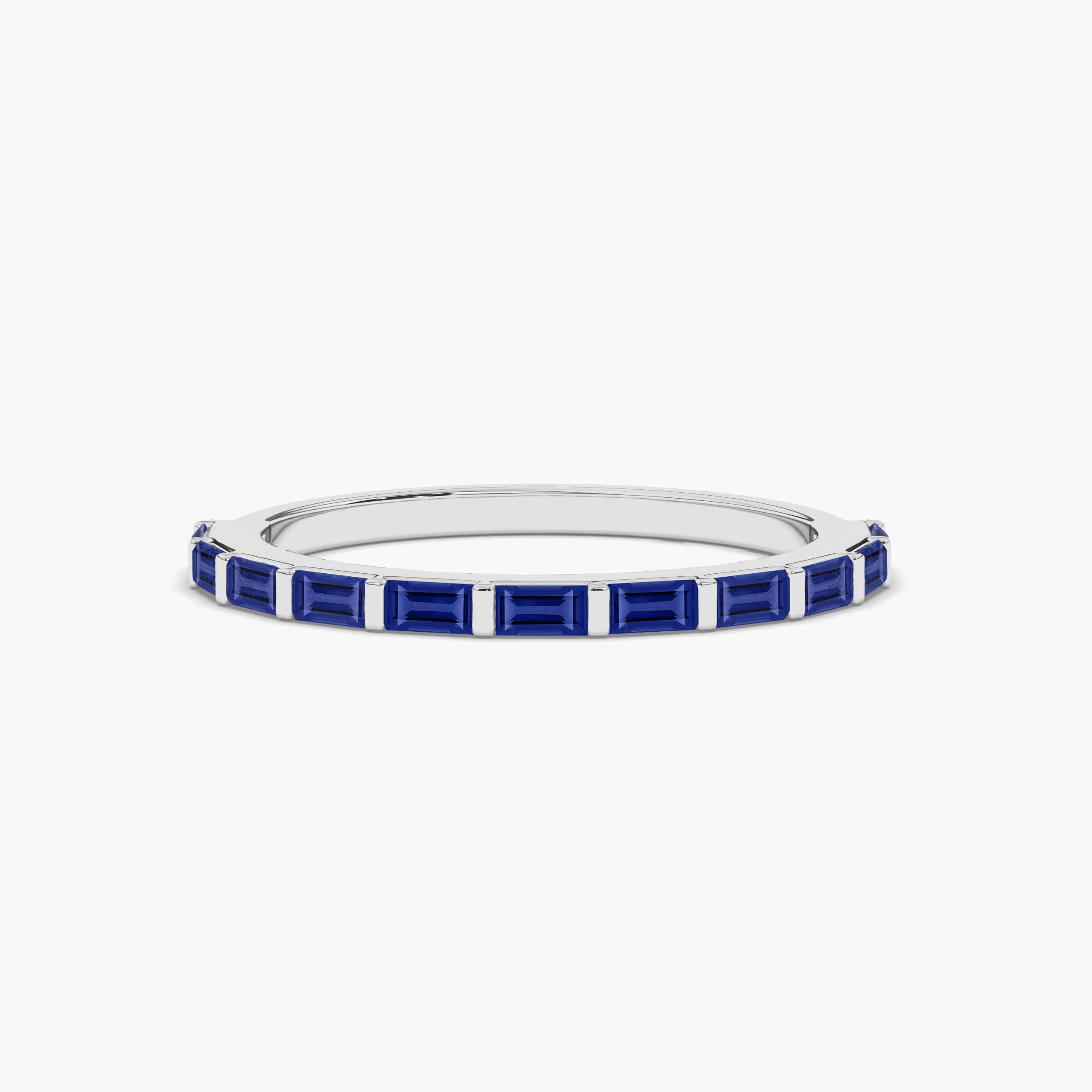 WHITE GOLD BAGUETTE SAPPHIRE WEDDING BAND