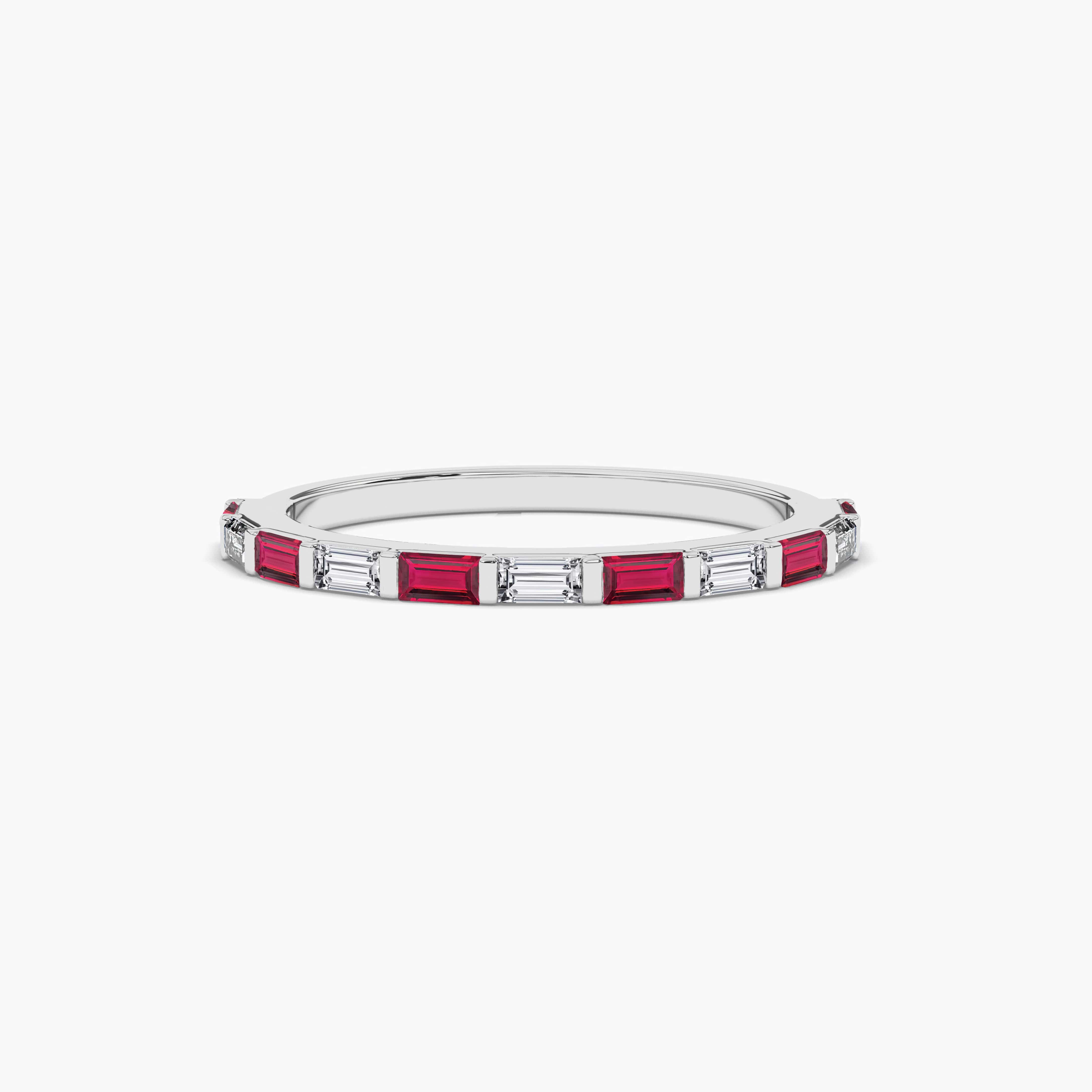 Ruby And Baguette Diamond wedding band