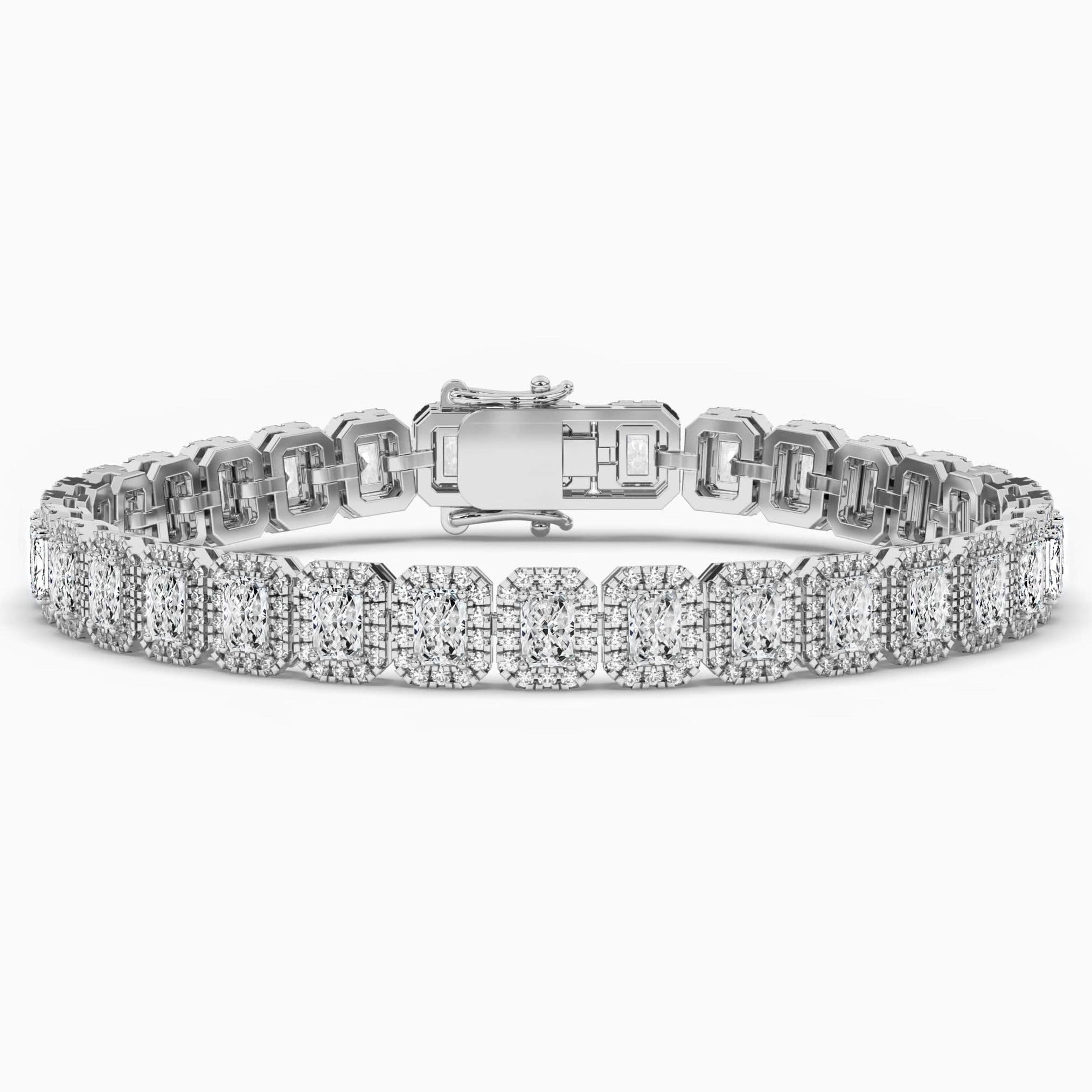 sparkling halo tennis bracelet in white gold