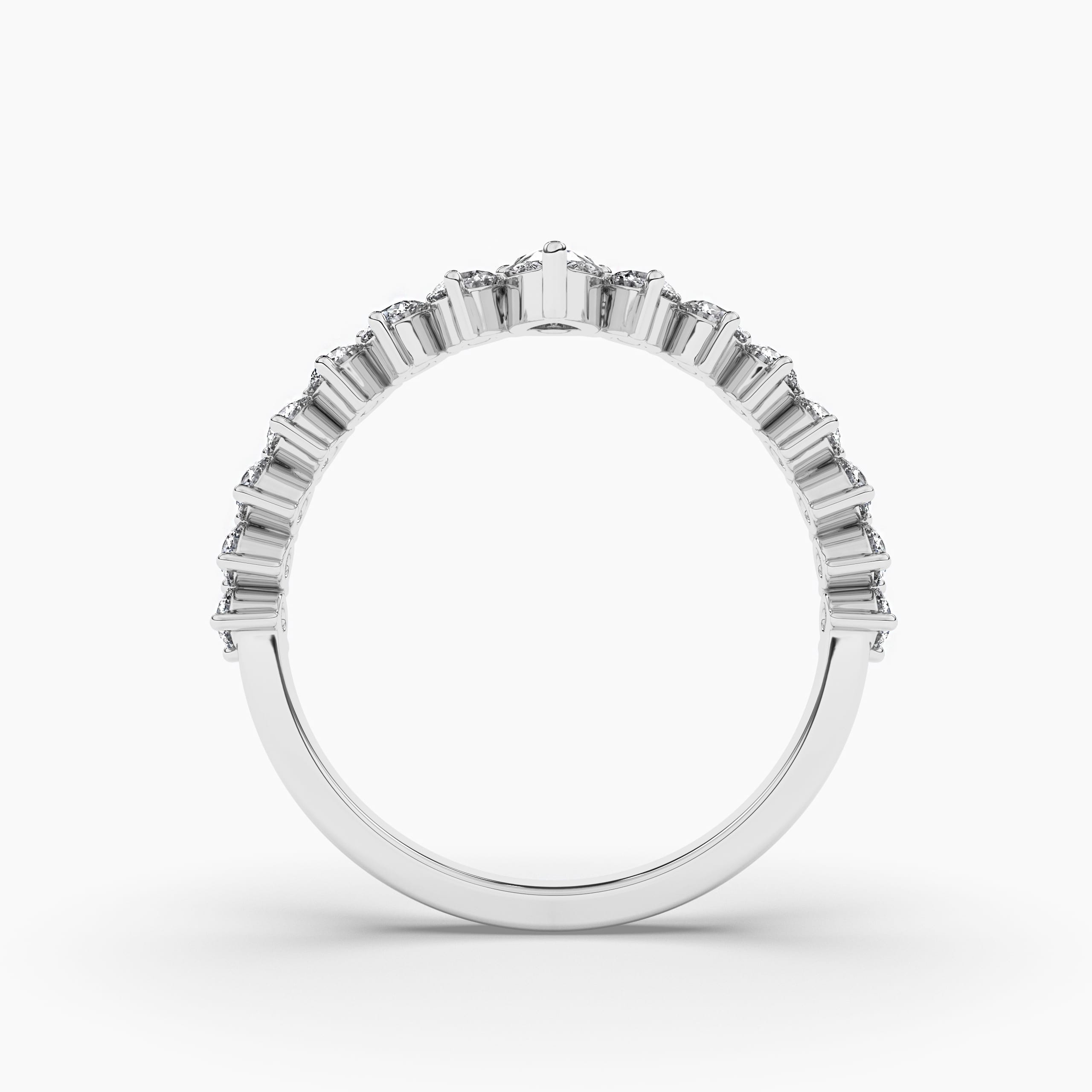 Smoky Quartz Pear and Diamond Birthstone Dainty Ring in Render image