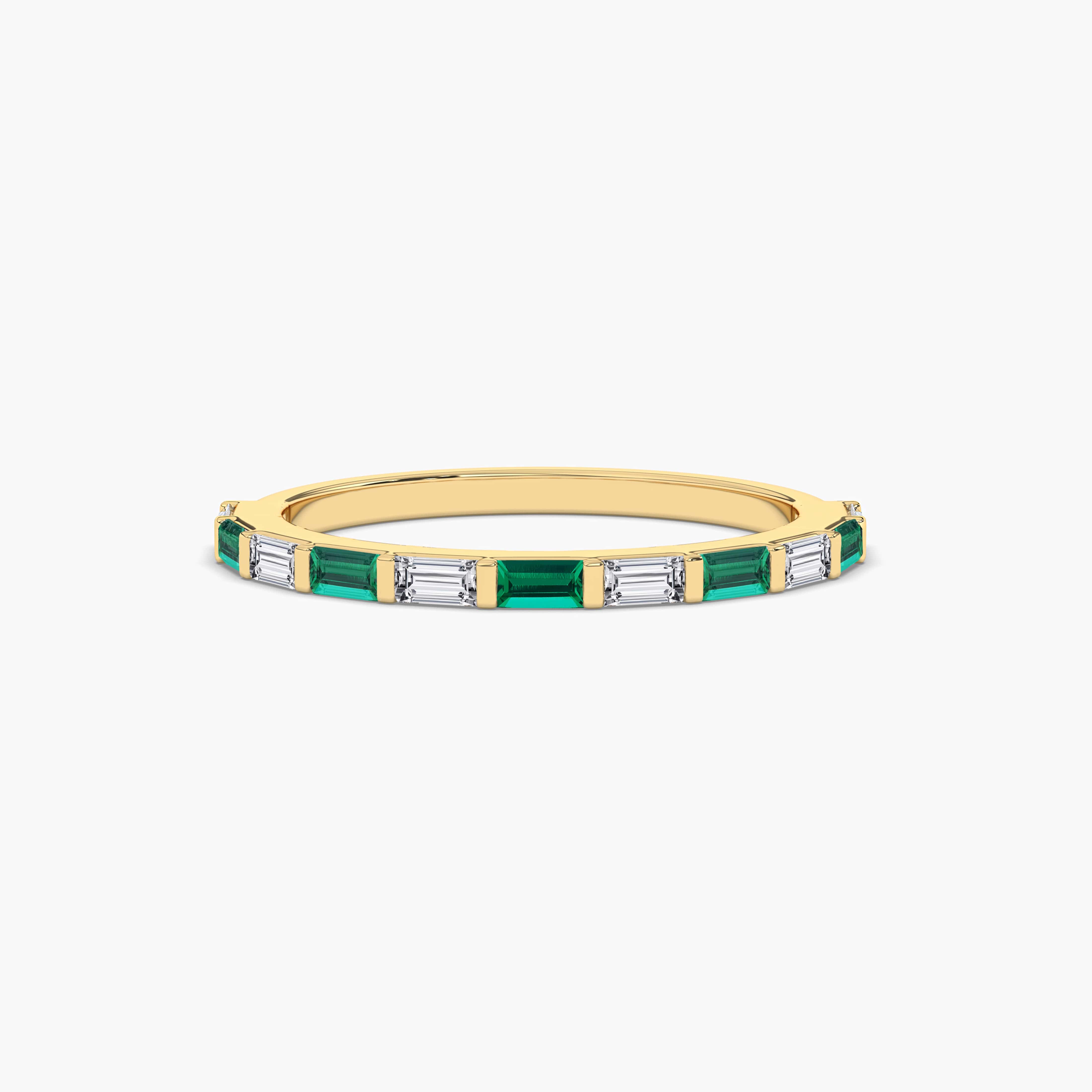 Emerald Baguette and Diamond Stackable Wedding Ring