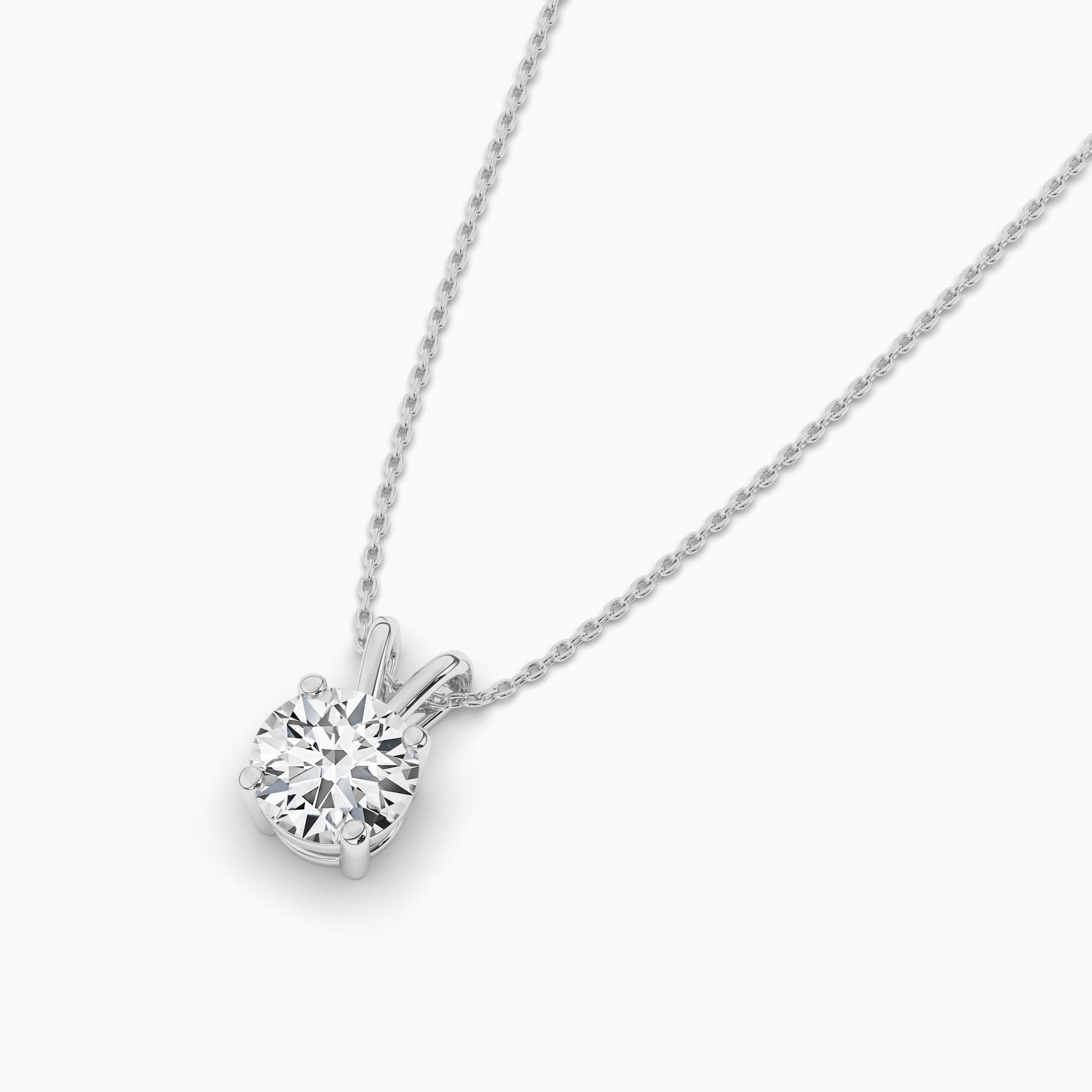Round-cut Solitaire Lab-Grown Diamond Pendant Necklace In White Gold