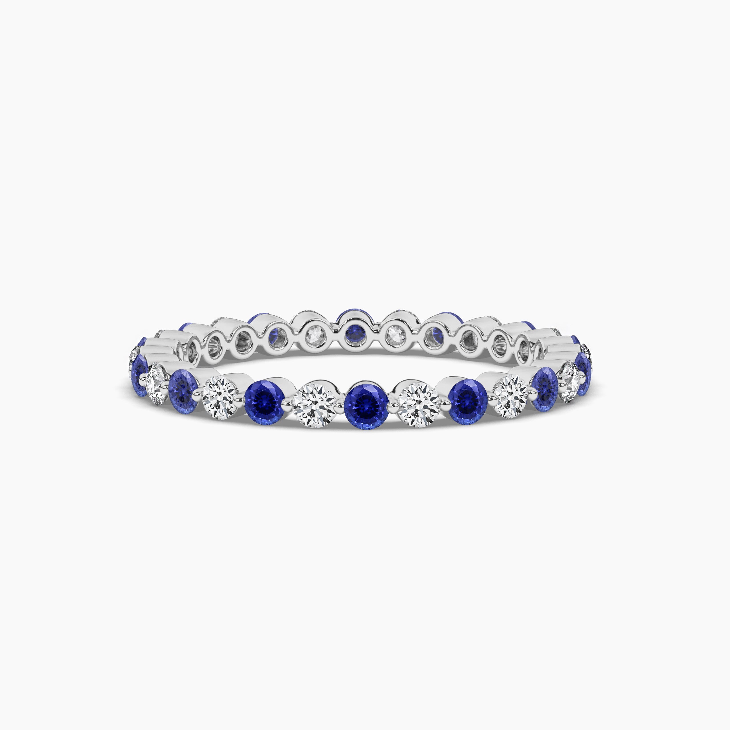 white gold and sapphire stackbale band
