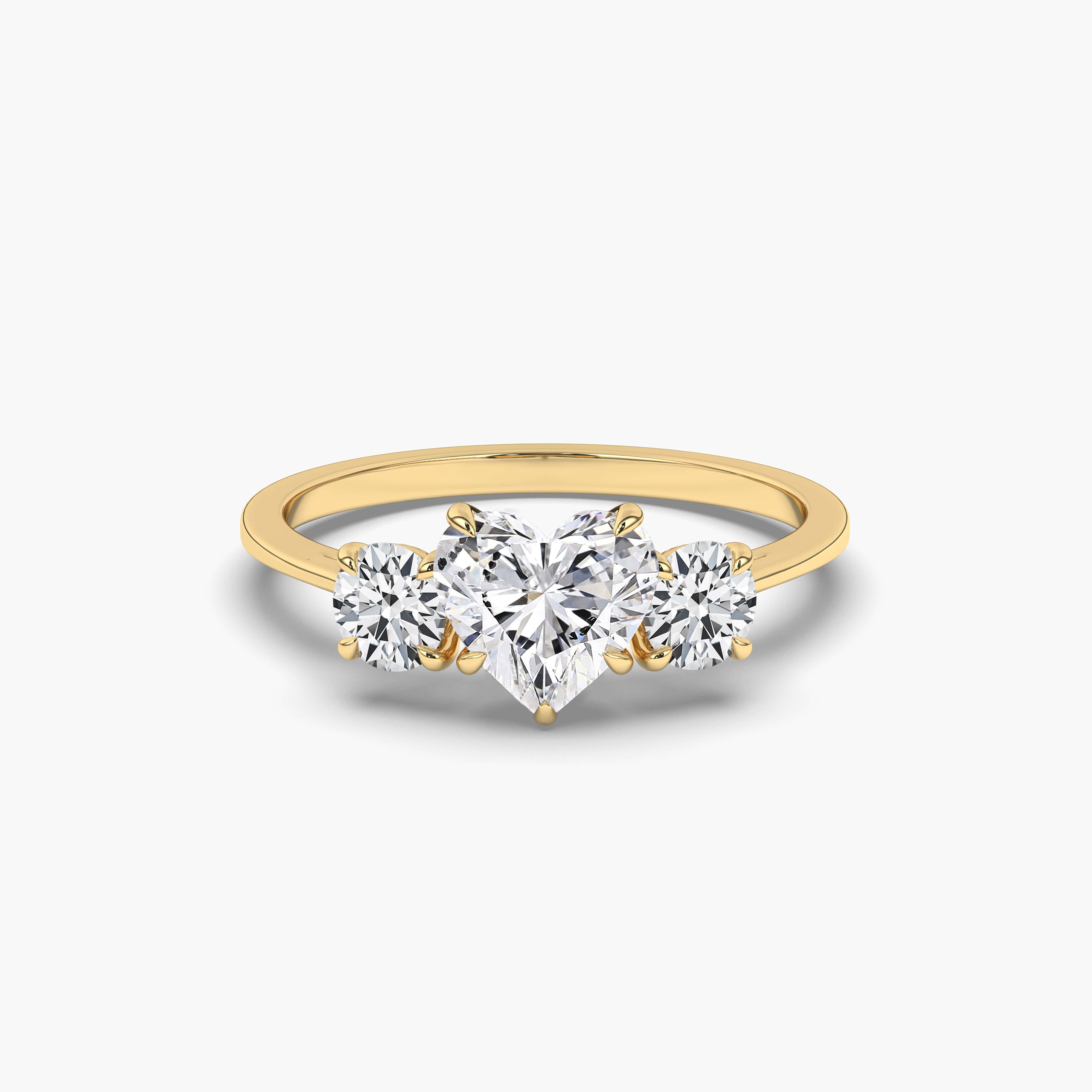 Yellow Gold and Diamond Heart Ring for Women