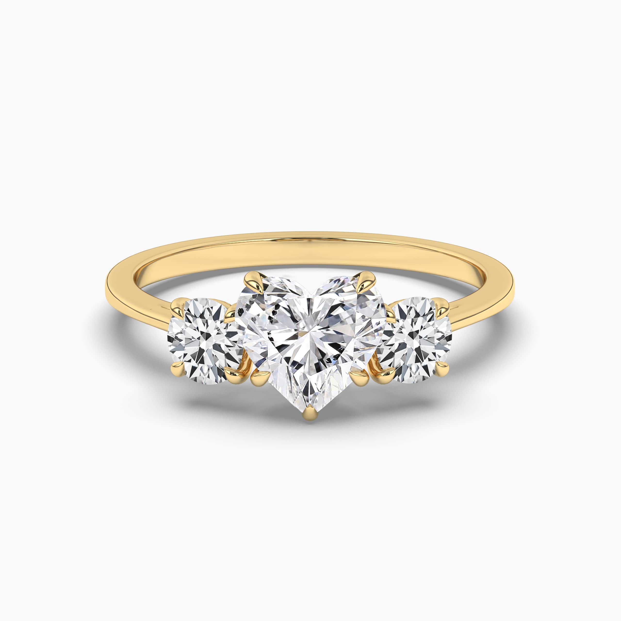 Yellow Gold and Diamond Heart Ring for Women