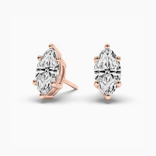 Marquise Diamond Stud Earring Rose Gold