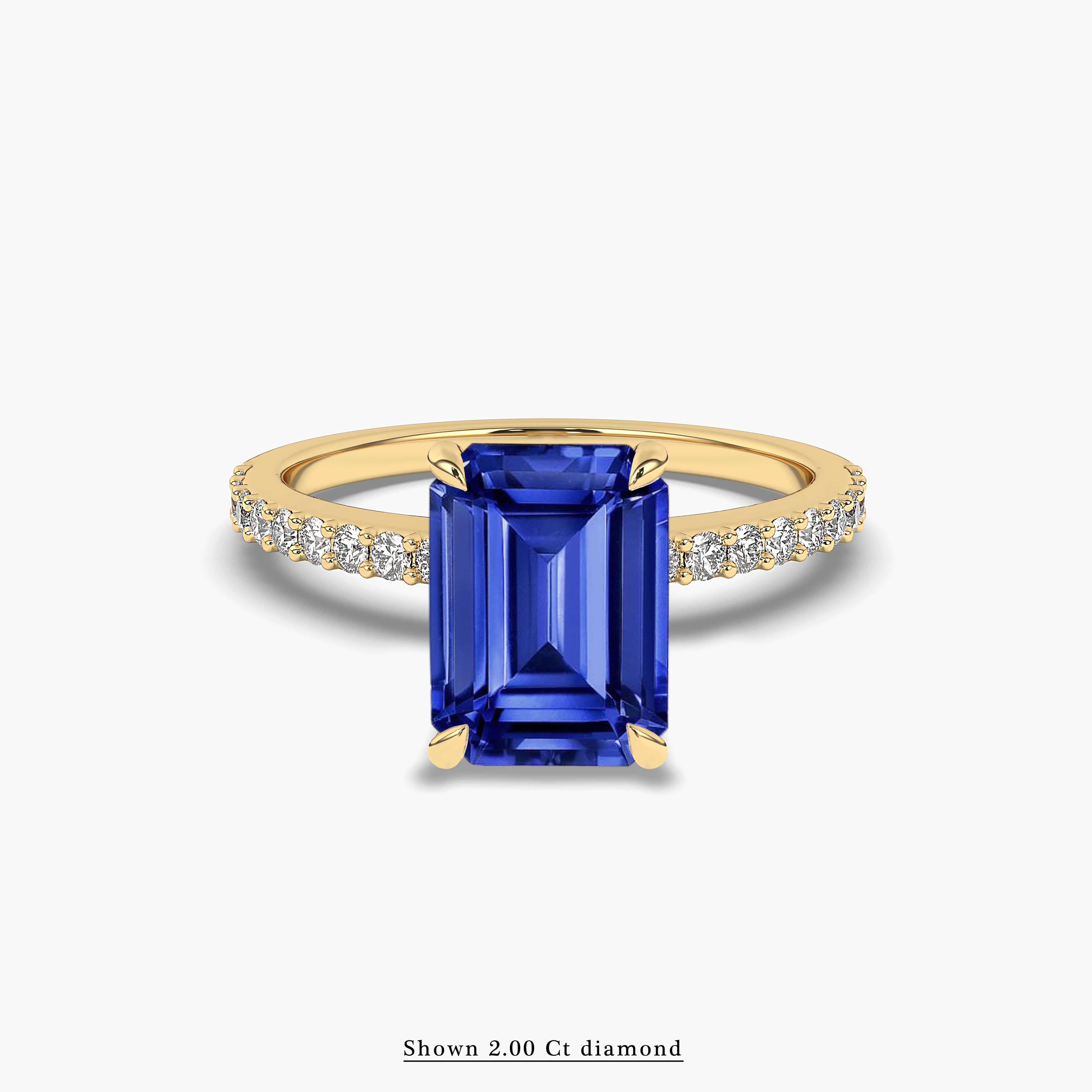 Sapphire Ring Emerald Cut Sapphire Engagement Ring