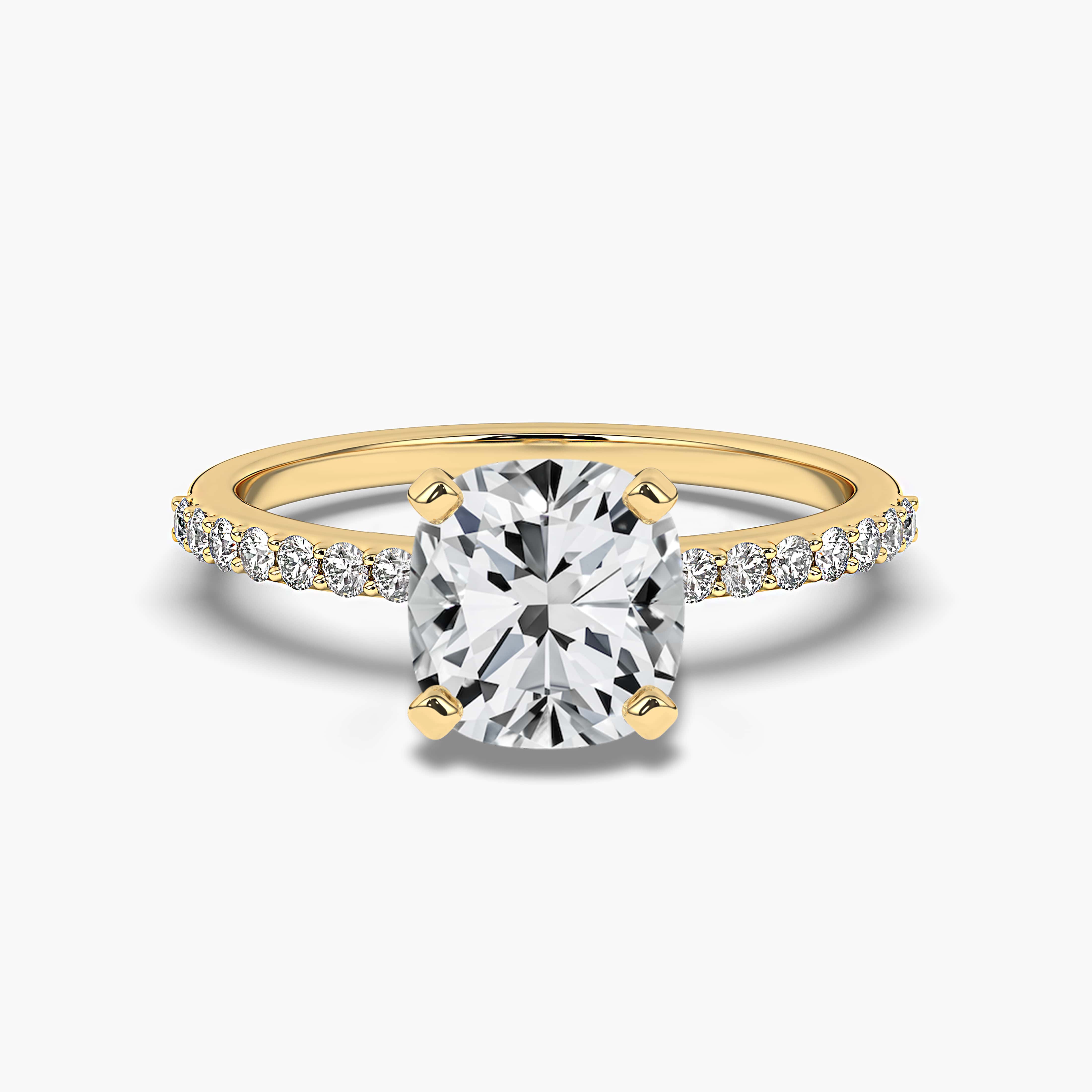 Cushion cut engagement ring Yellow Gold wedding ring Anniversary gift for women 