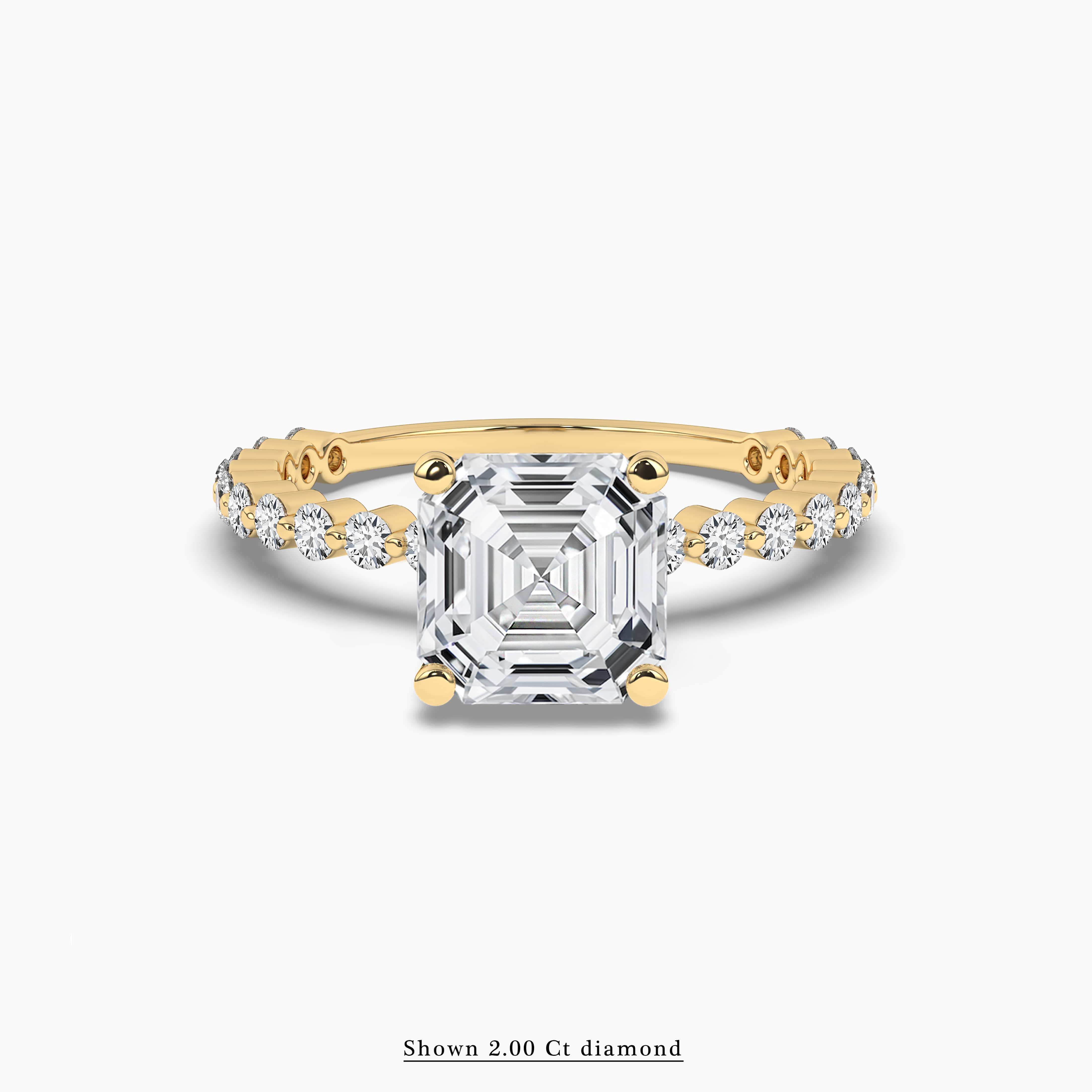 Basket Set Accented Asscher Cut Engagement Ring Yellow Gold