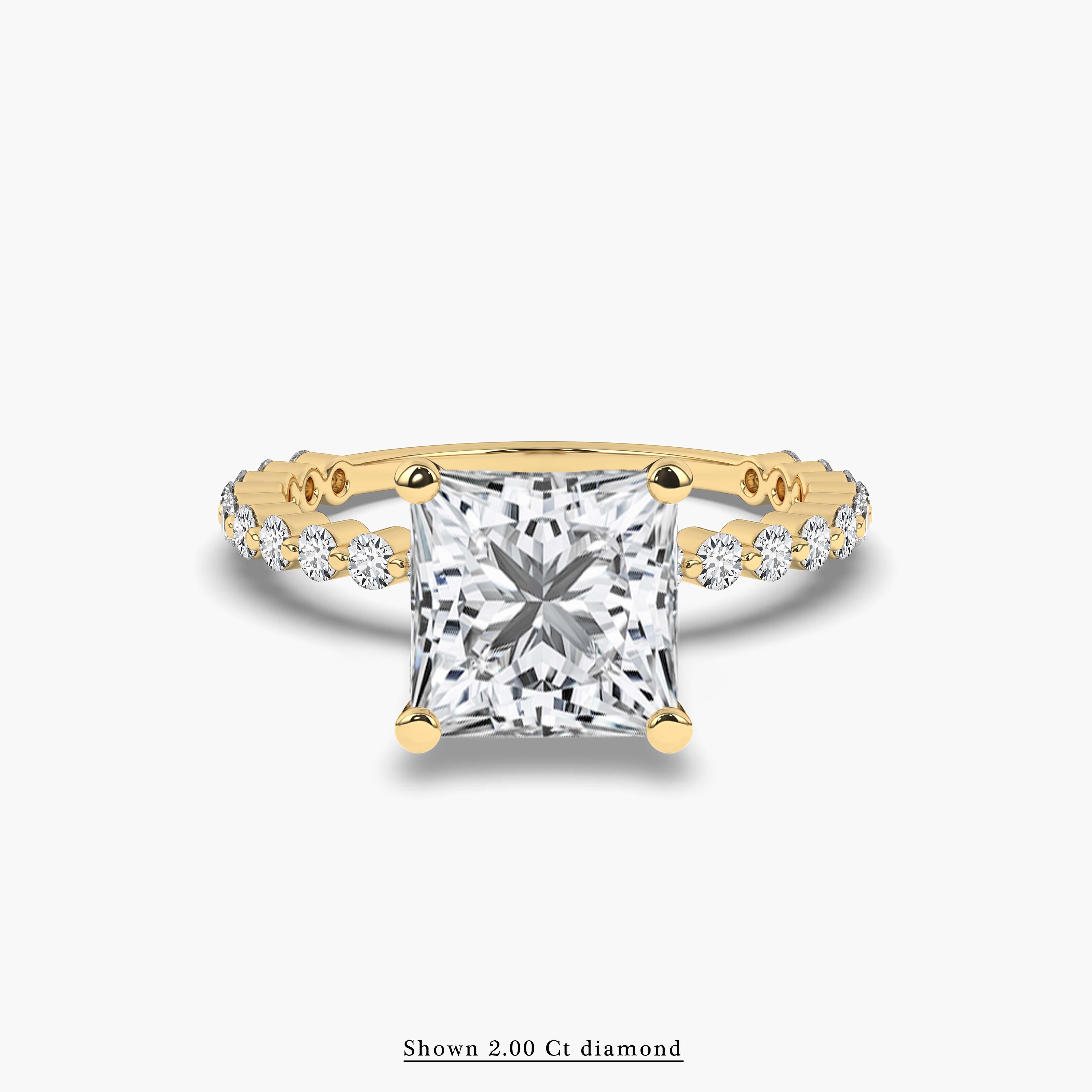  Princess Cut Side Stone Ring