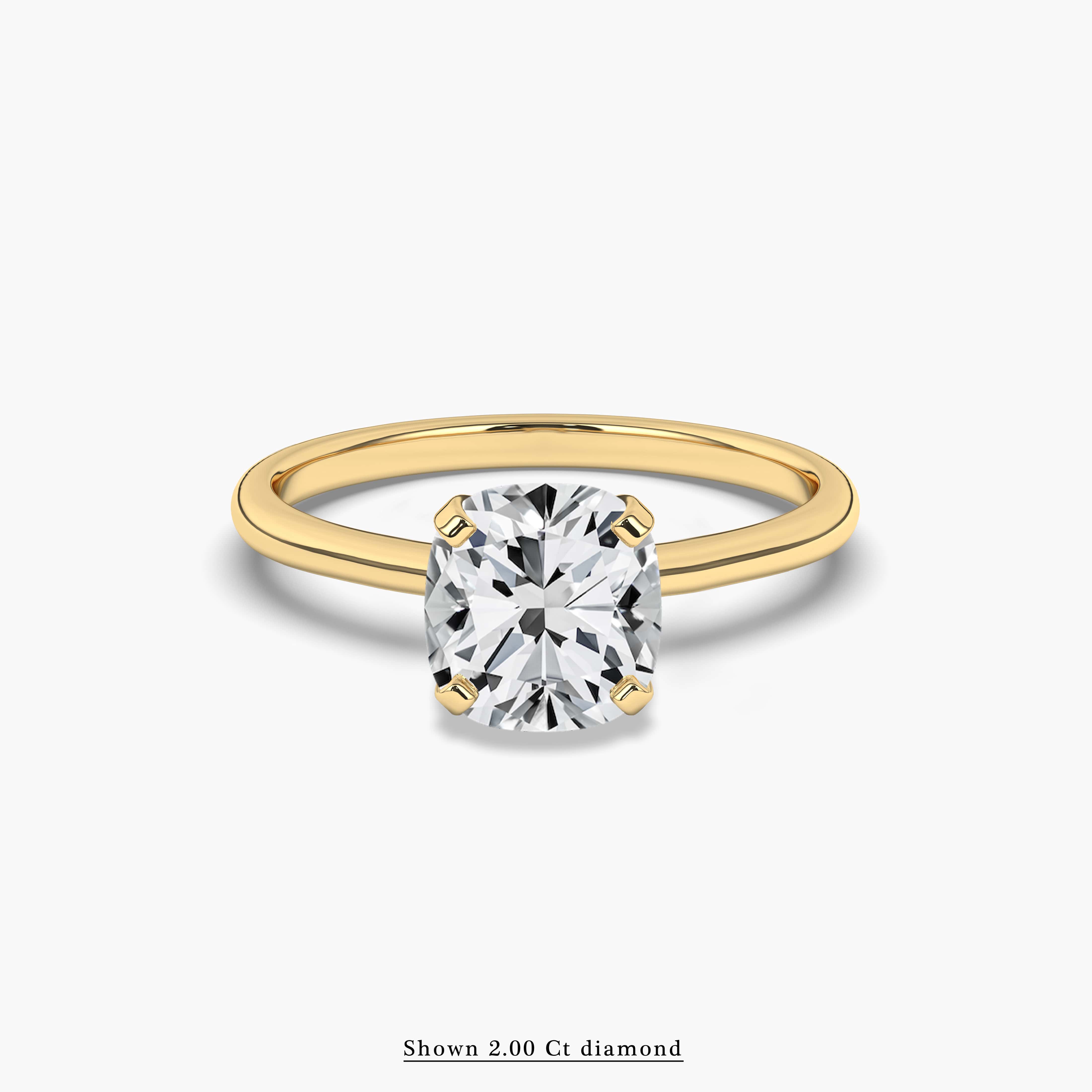 Yellow Gold Cushion Cut Solitaire Engagement Ring
