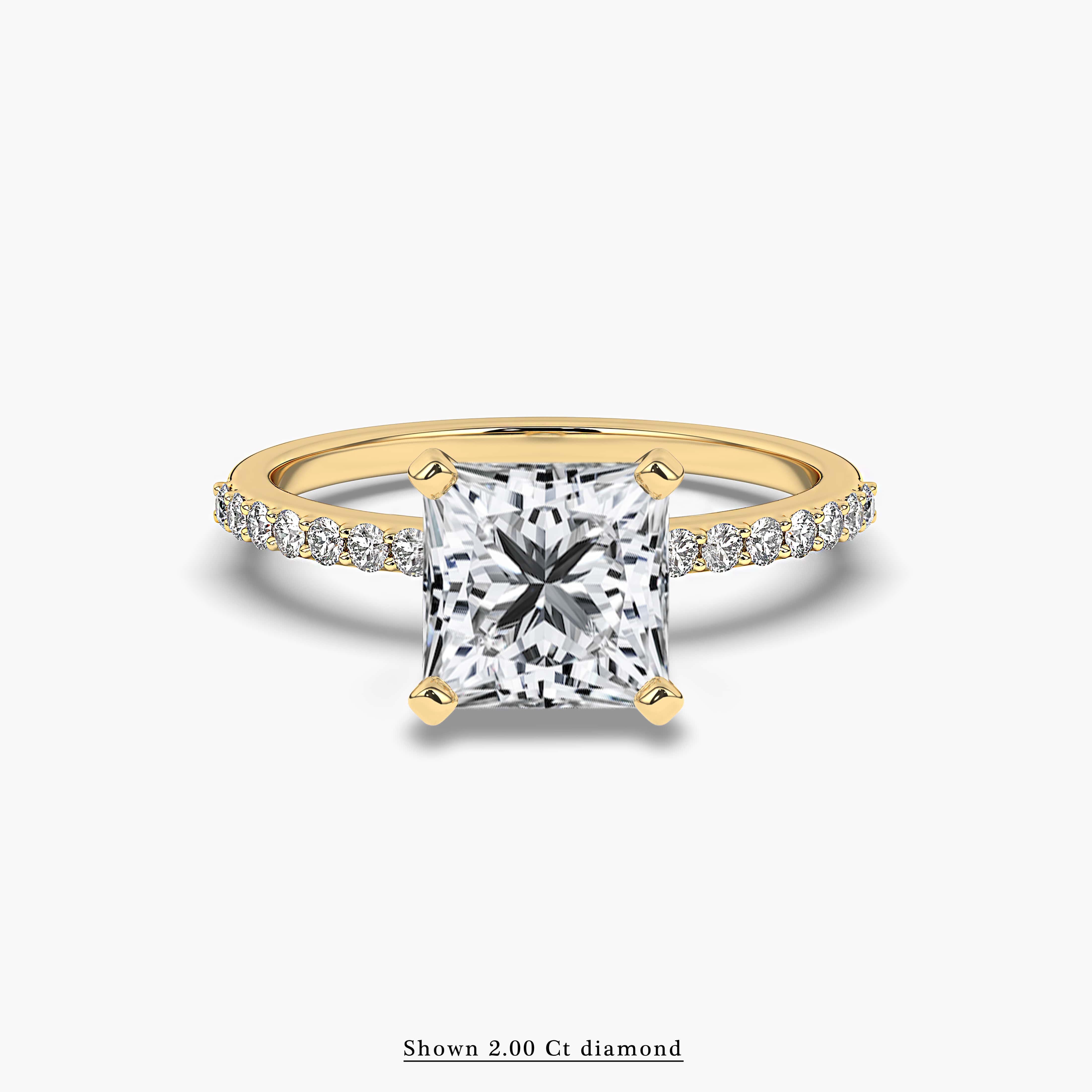 Princess Cut French Pave Engagement Ring