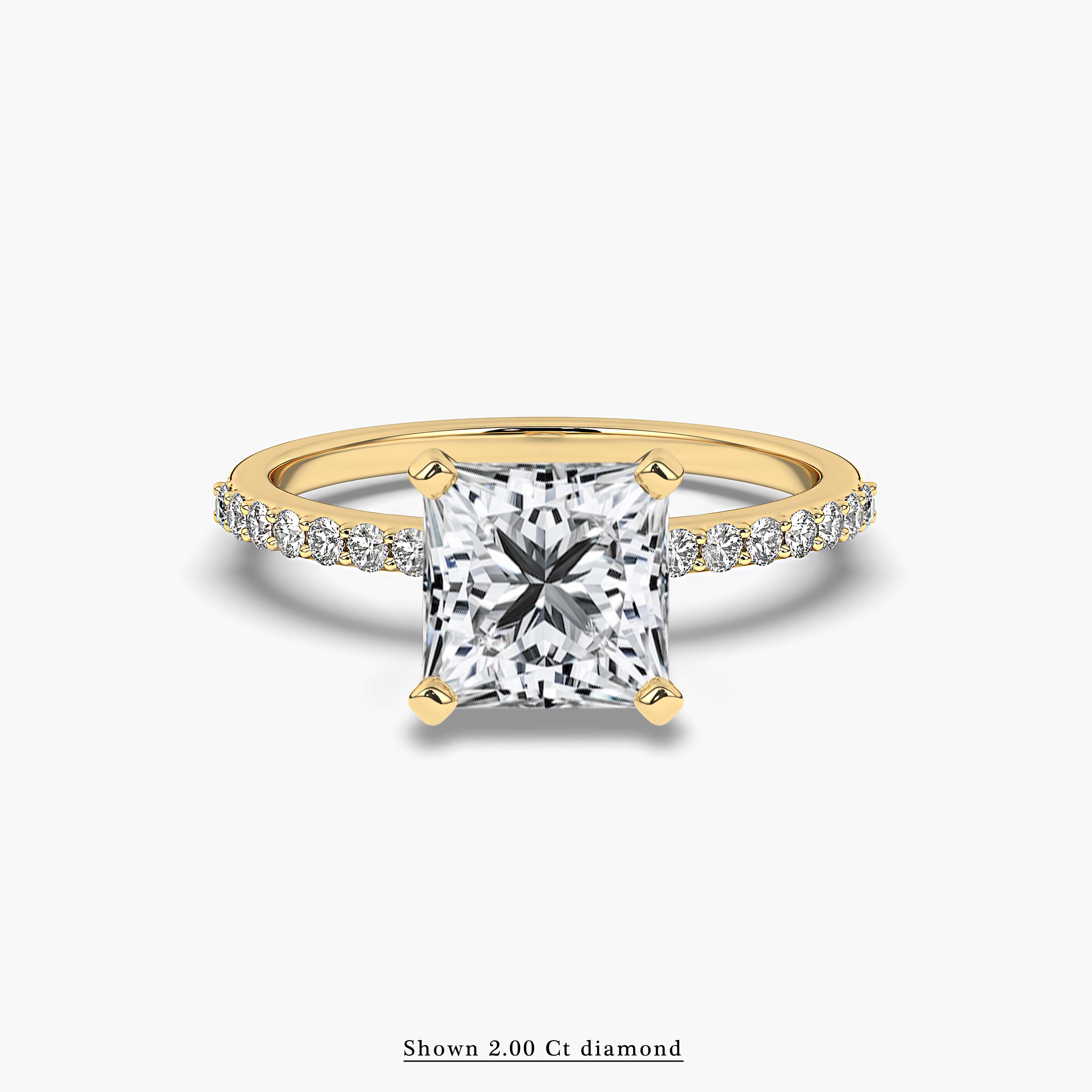 Princess Cut Solitaire Pave Engagement Ring