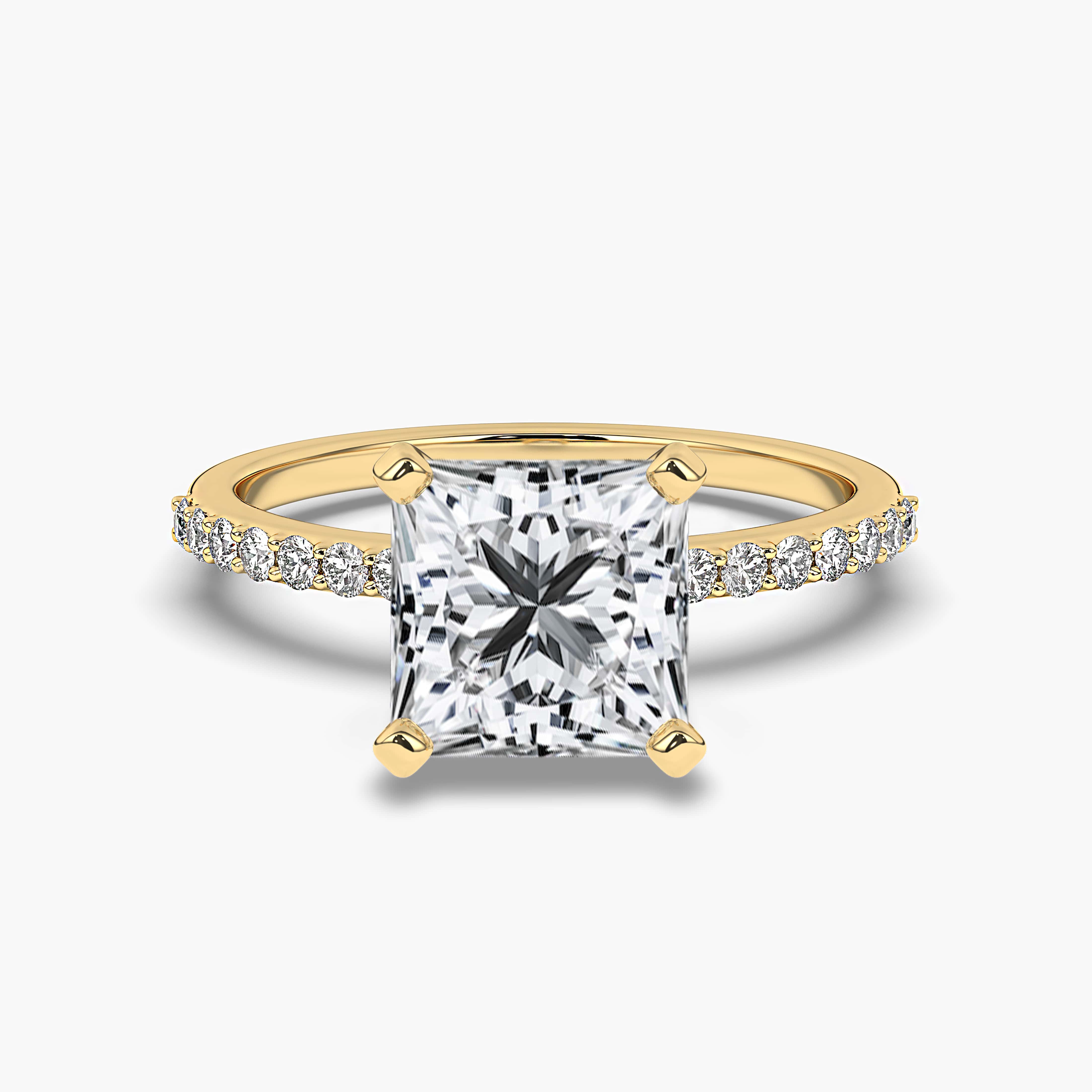 Yellow Gold Princess Cut Solitaire Diamond Engagement Ring