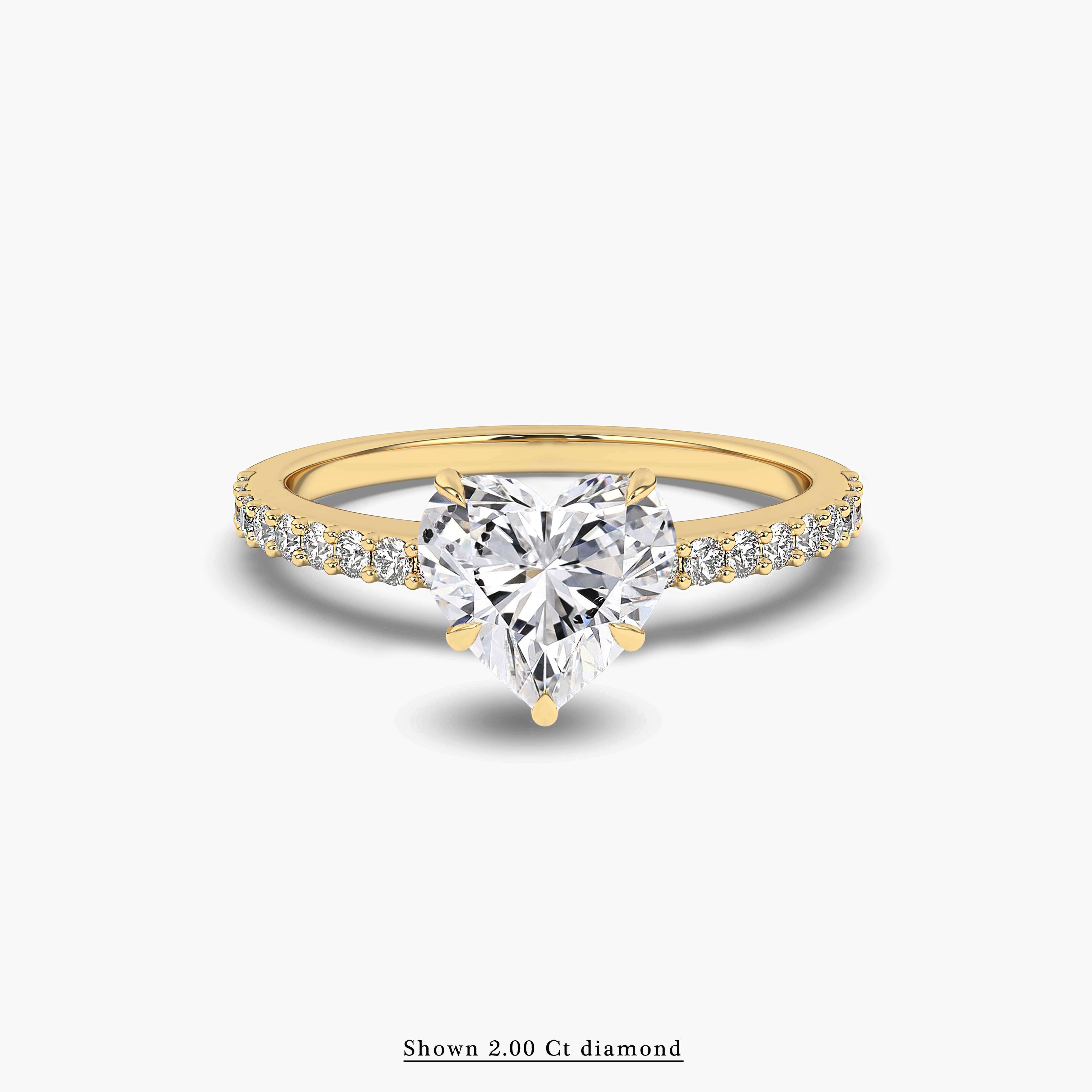  Yellow Gold Heart Shape Diamond Engagement Ring