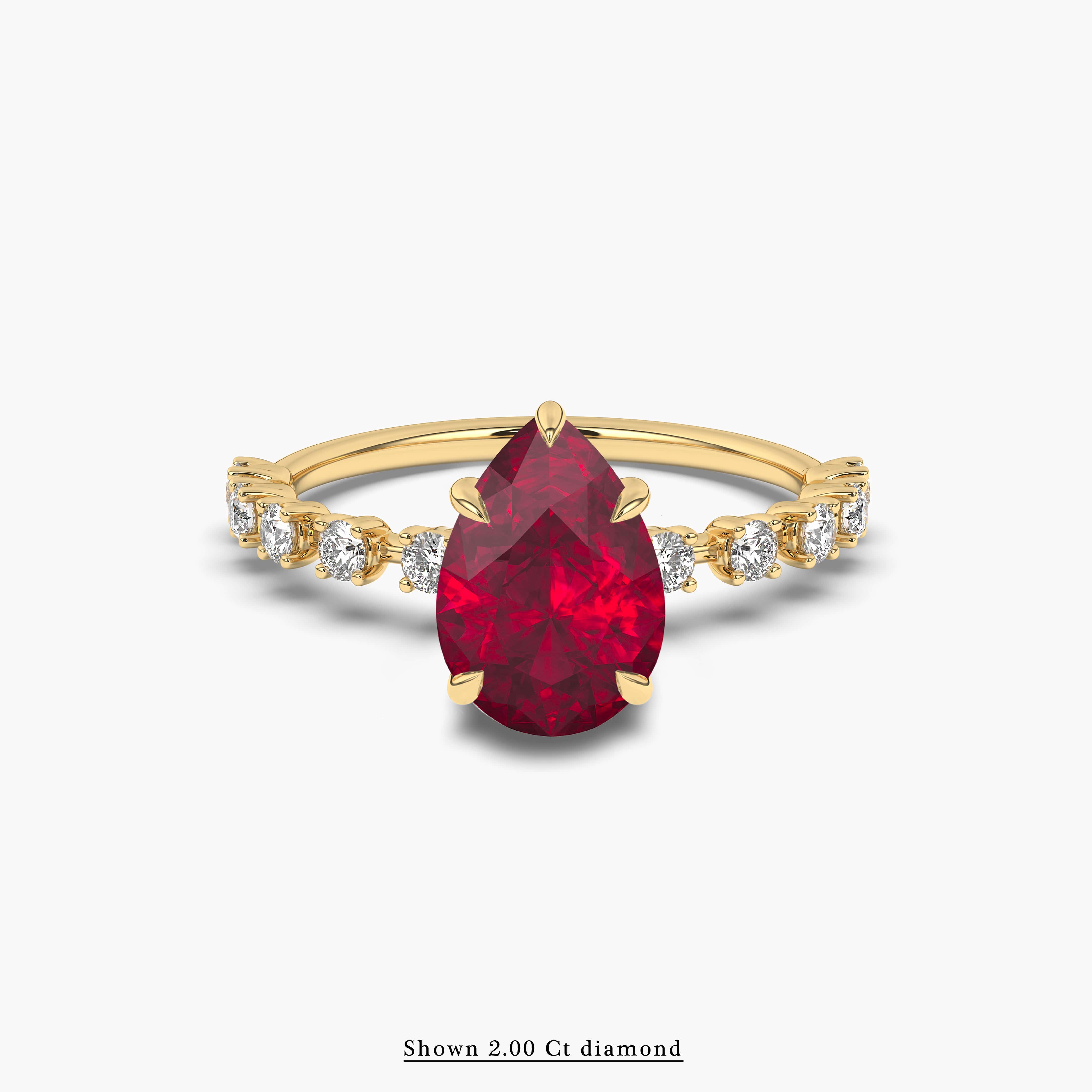 Yellow Gold Pear Shape Ruby with Diamond