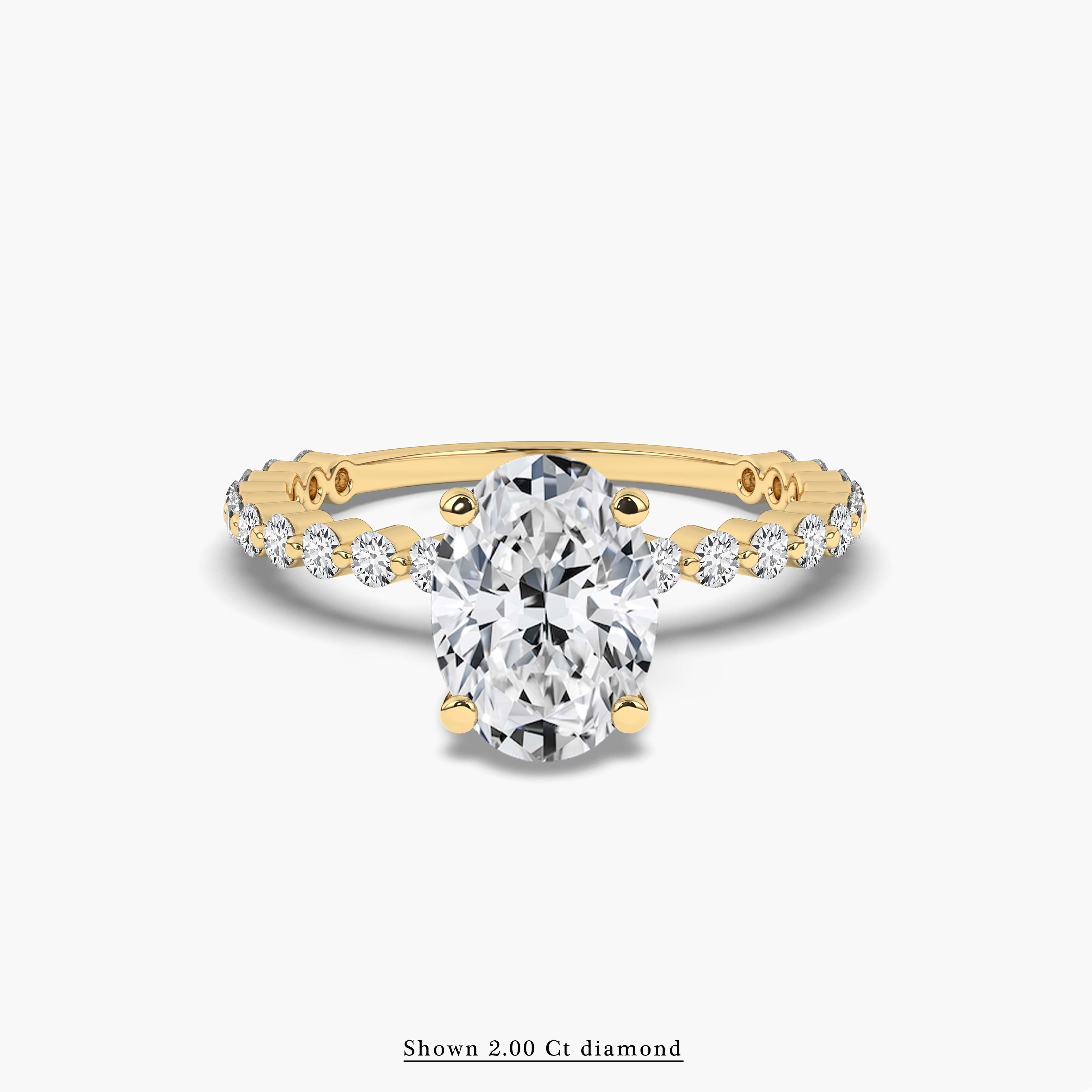 2ct oval diamond side stone ring