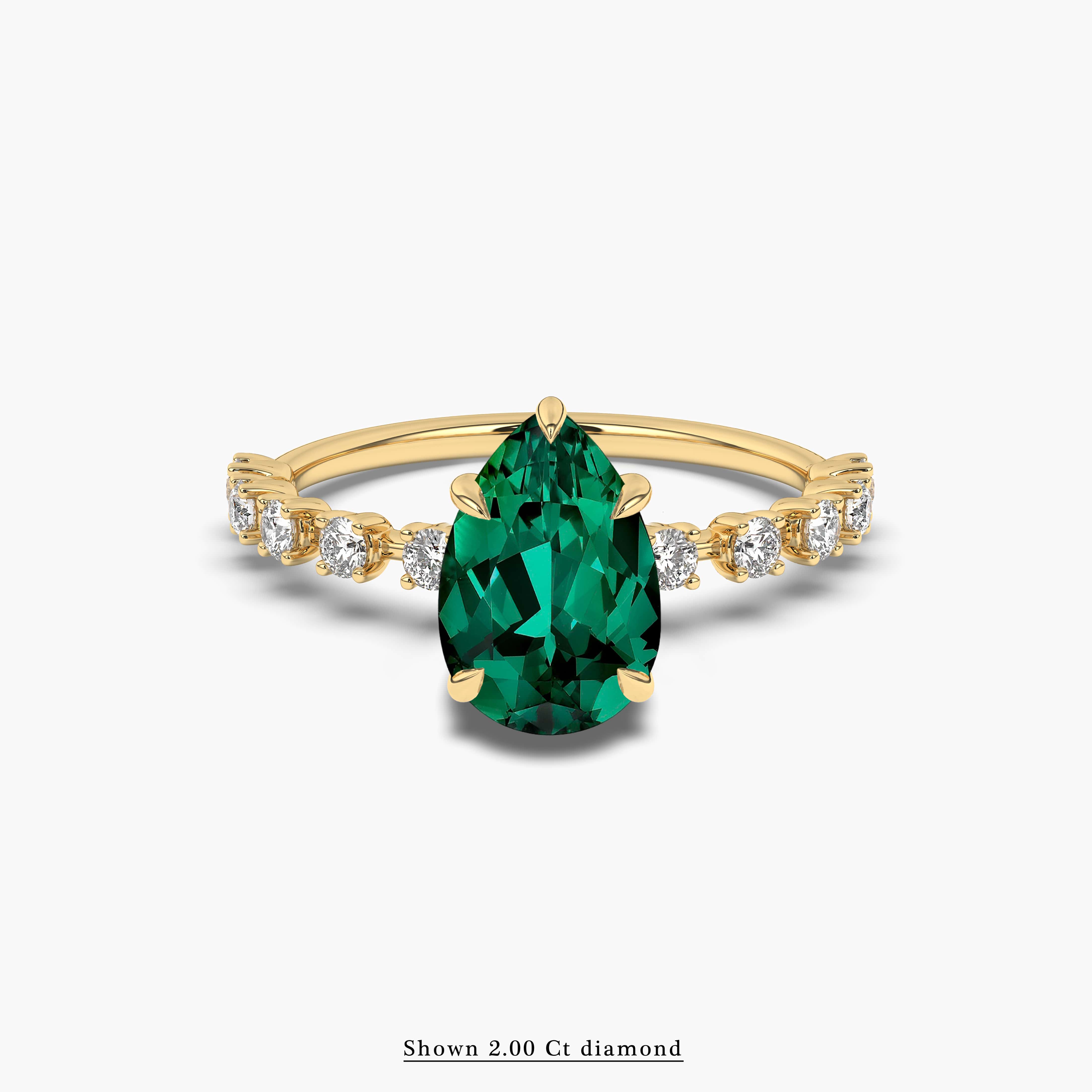Pear Emerald Solitaire Engagement Ring Gold