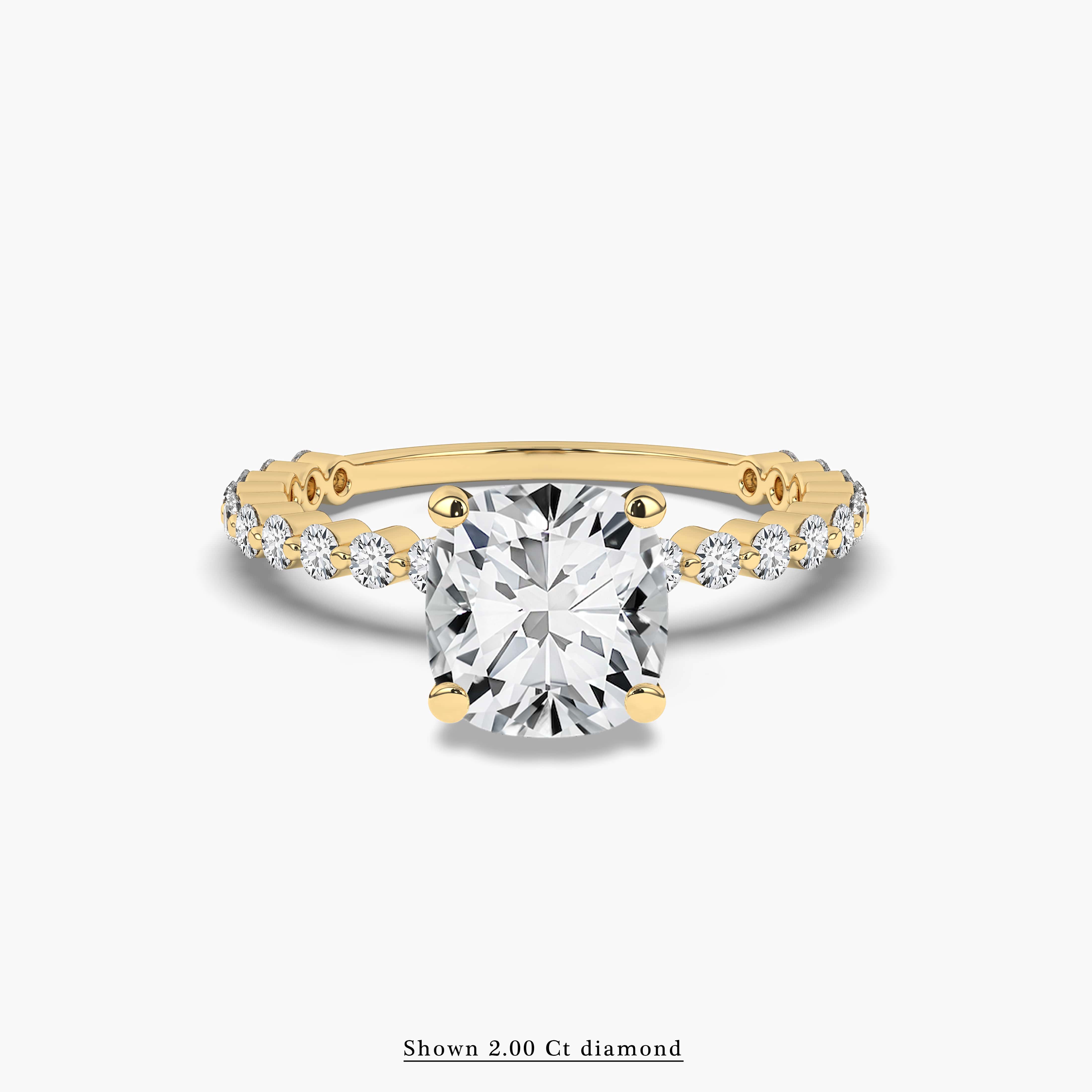 Cushion Cut Solitaire Side Stone Ring