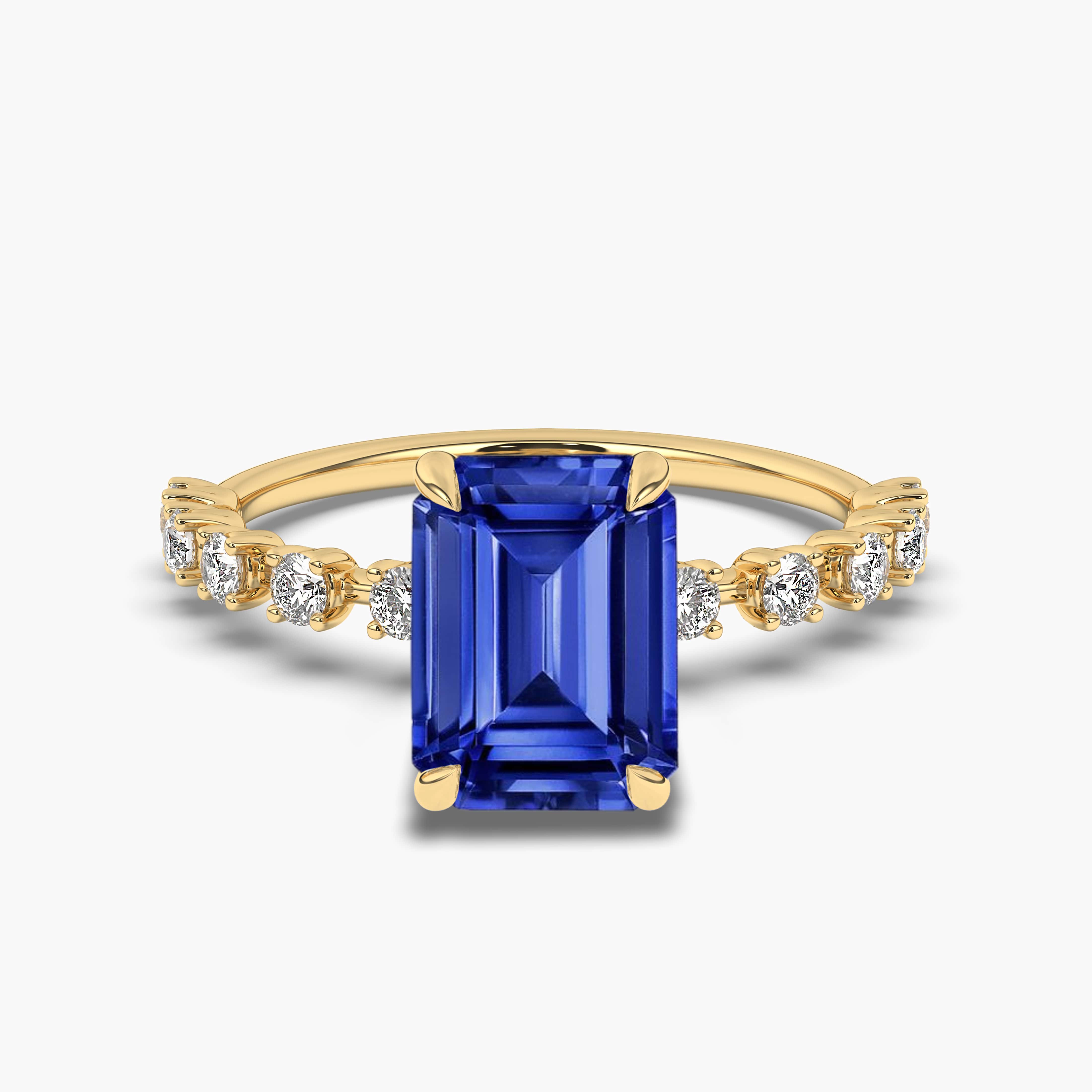 EMERALD CUT SAPPHIRE ENGAGEMENT RING IN YELLOW GOLD