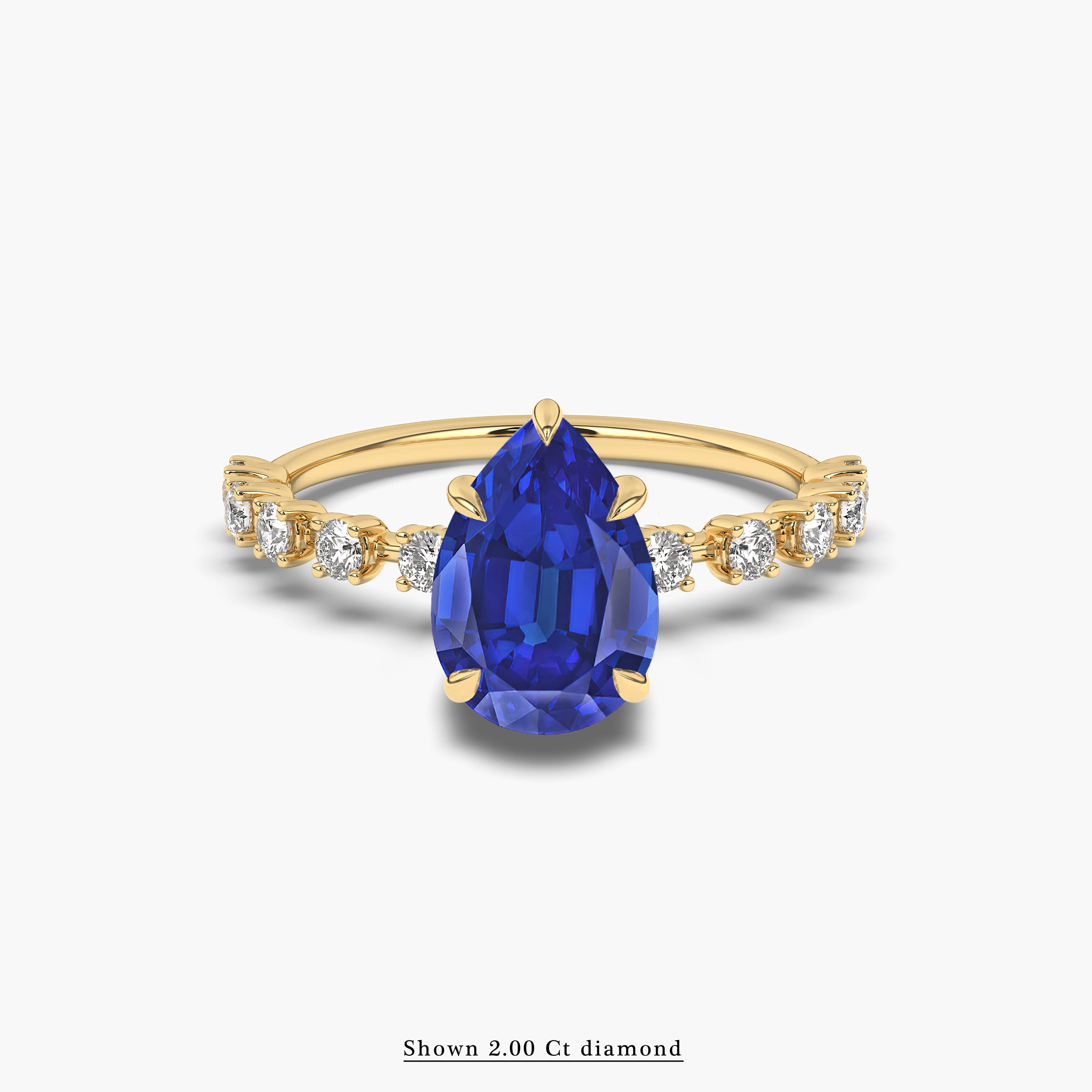 PEAR CUT BLUE SAPPHIRE & DIAMOND YELLOW GOLD