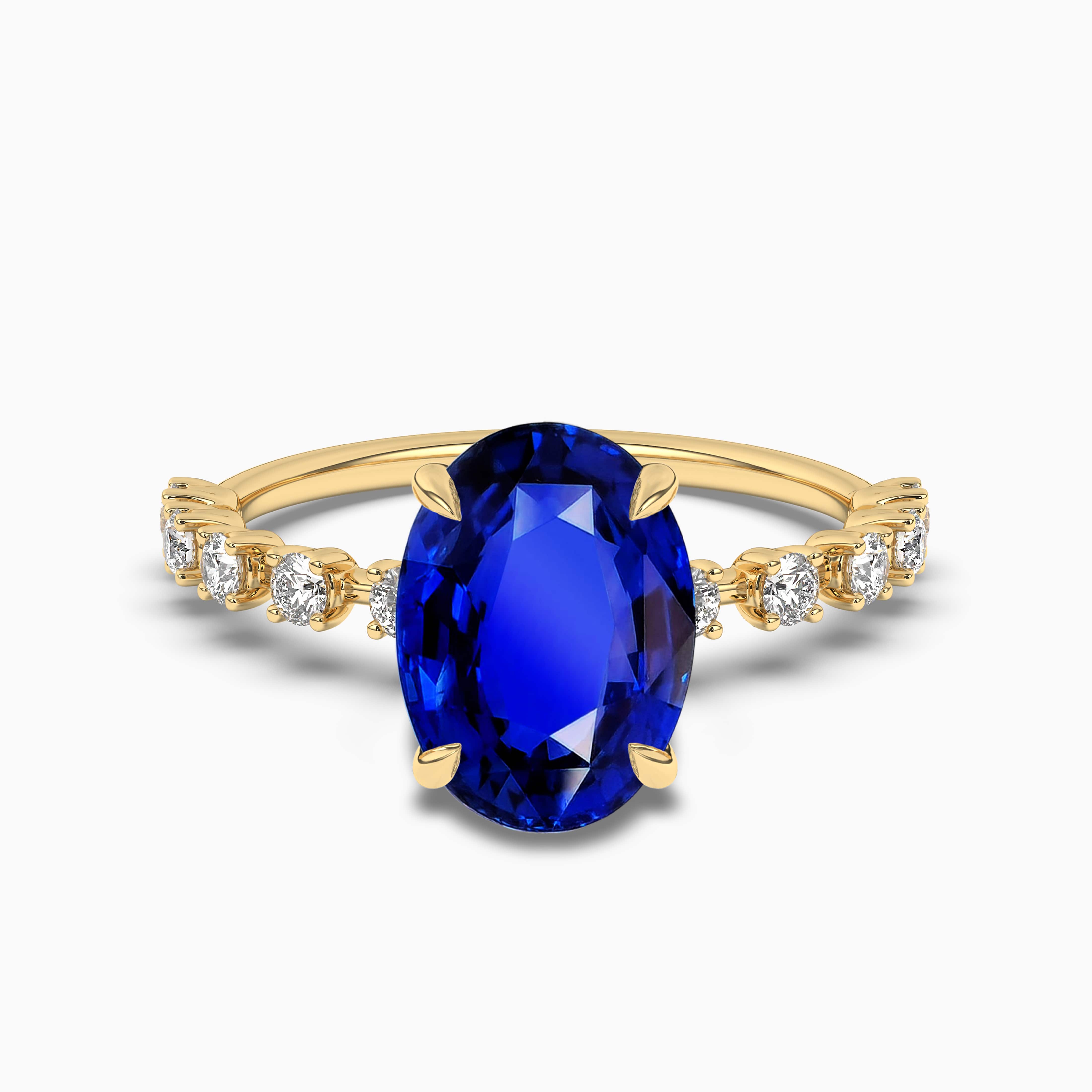 Oval Blue Sapphire and Fancy Yellow Diamond Ring