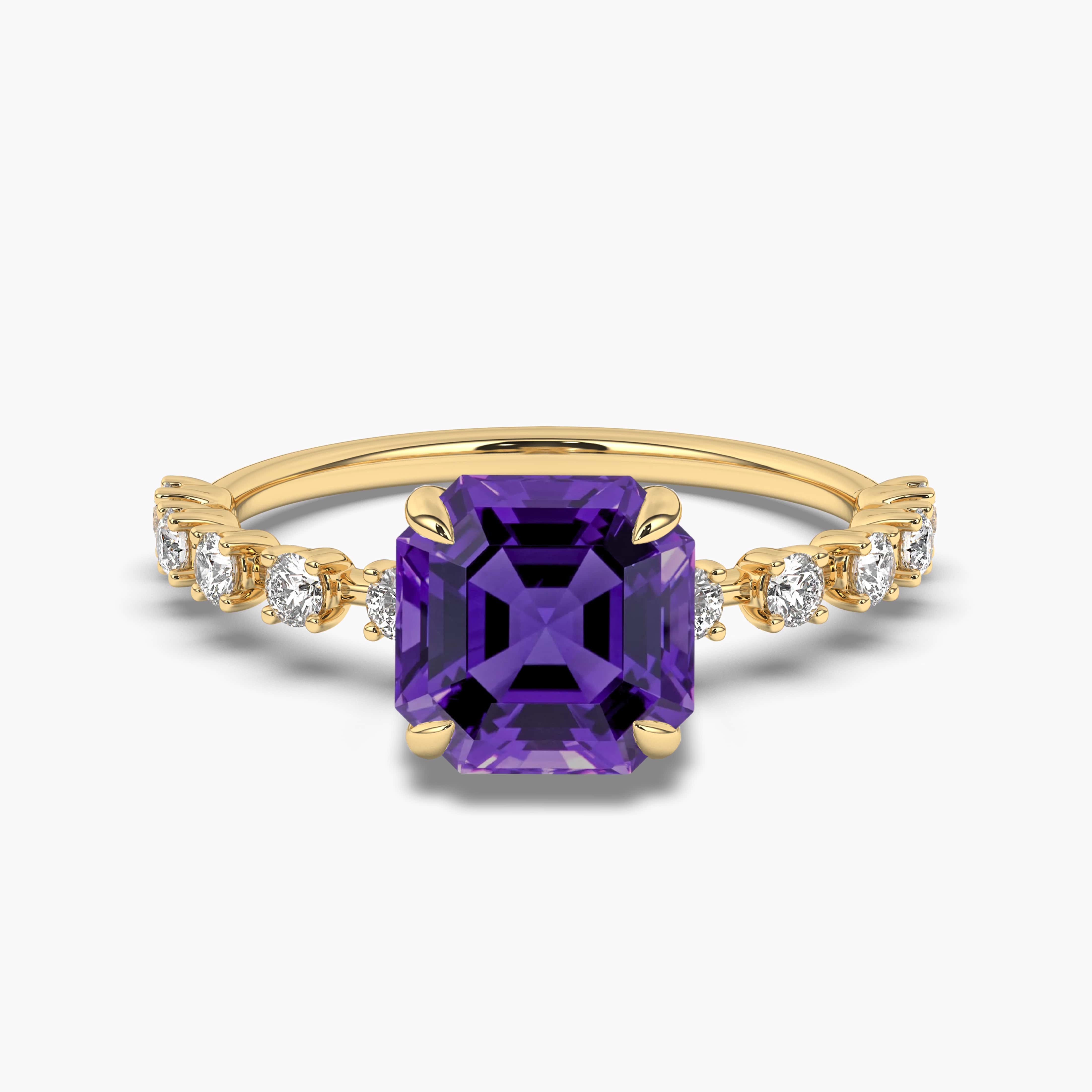 Gold & Asscher Cut Amethyst Ring