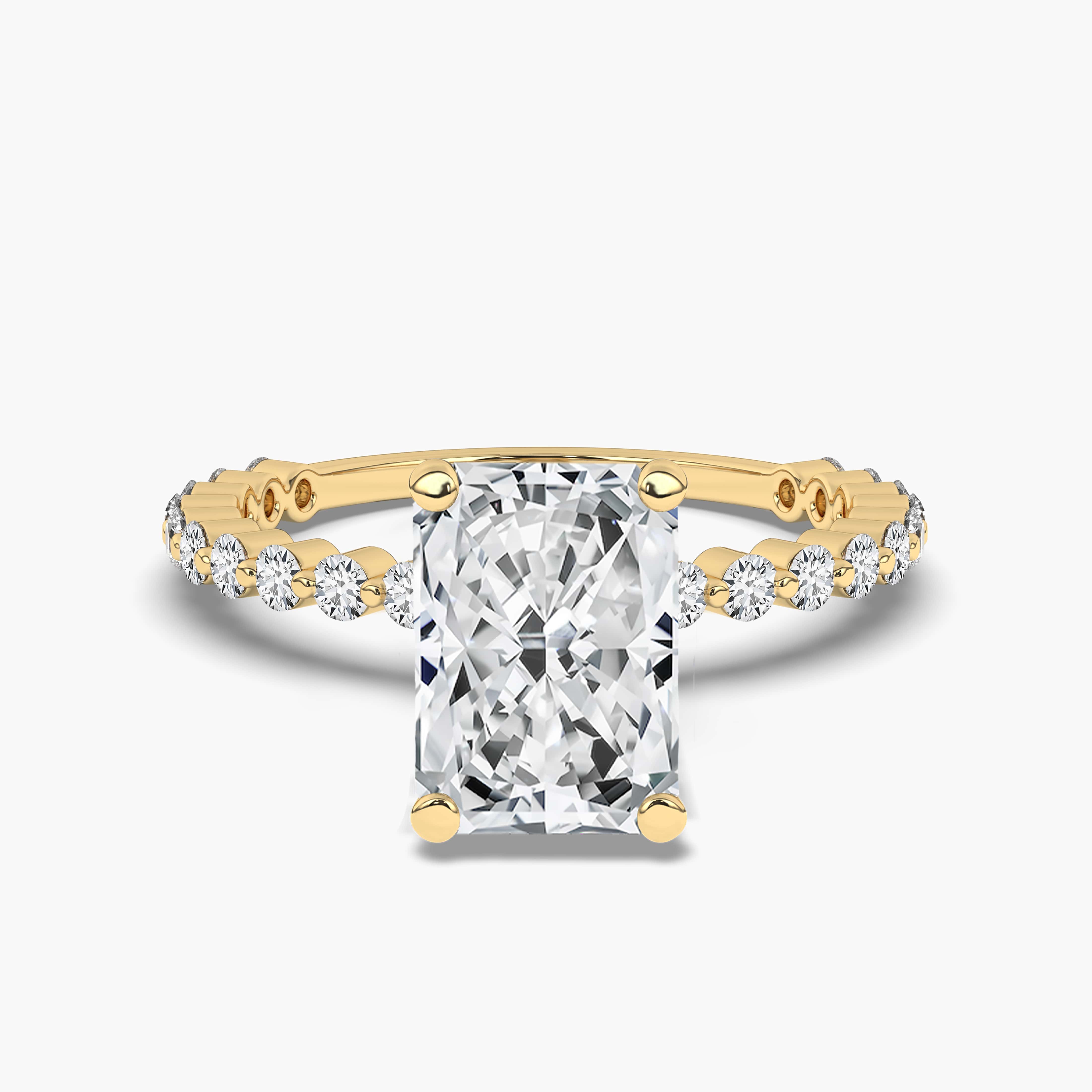 Radiant Moissanite Engagement Ring in Yellow Gold