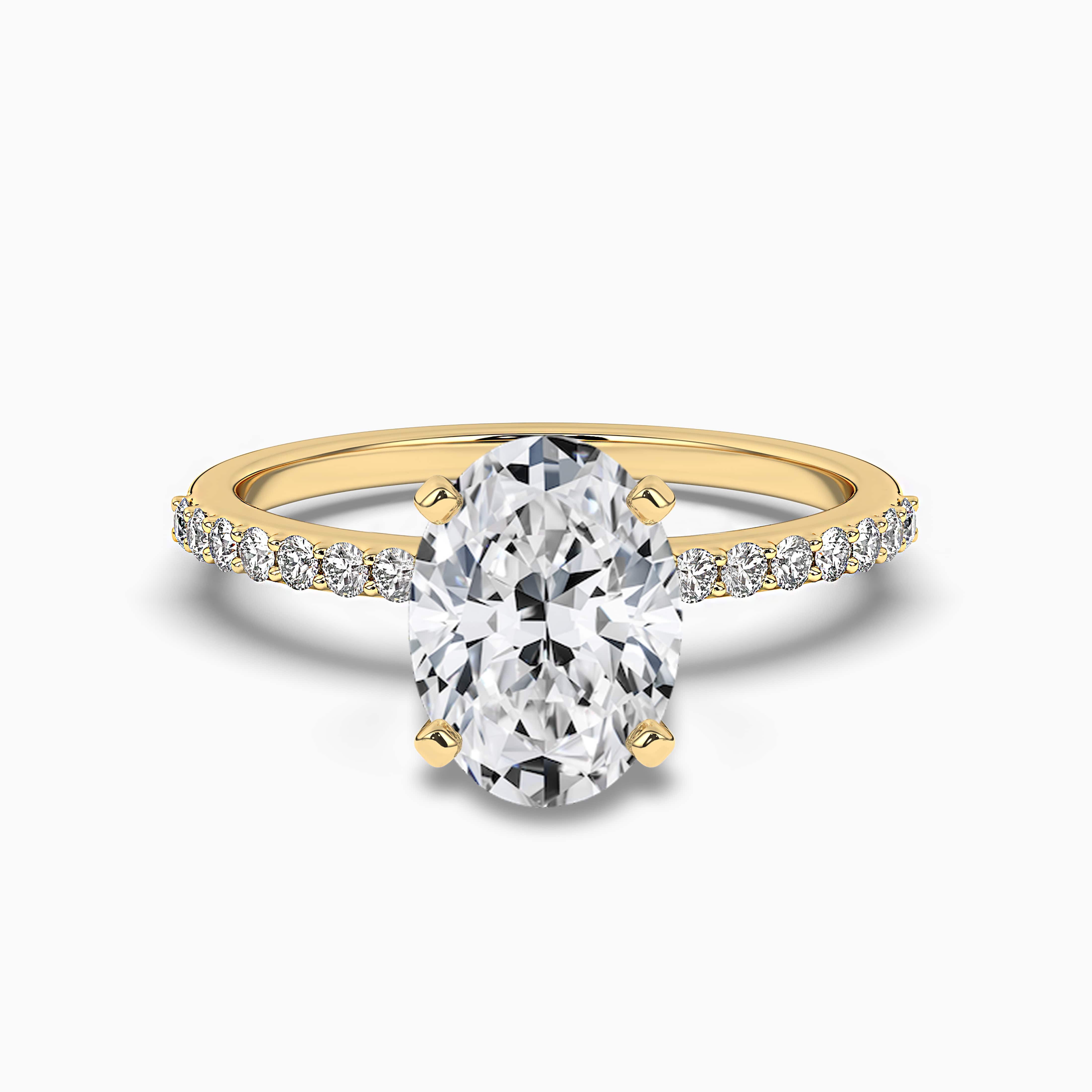 Oval Cut Real Moissanite Engagement ring Yellow Gold 