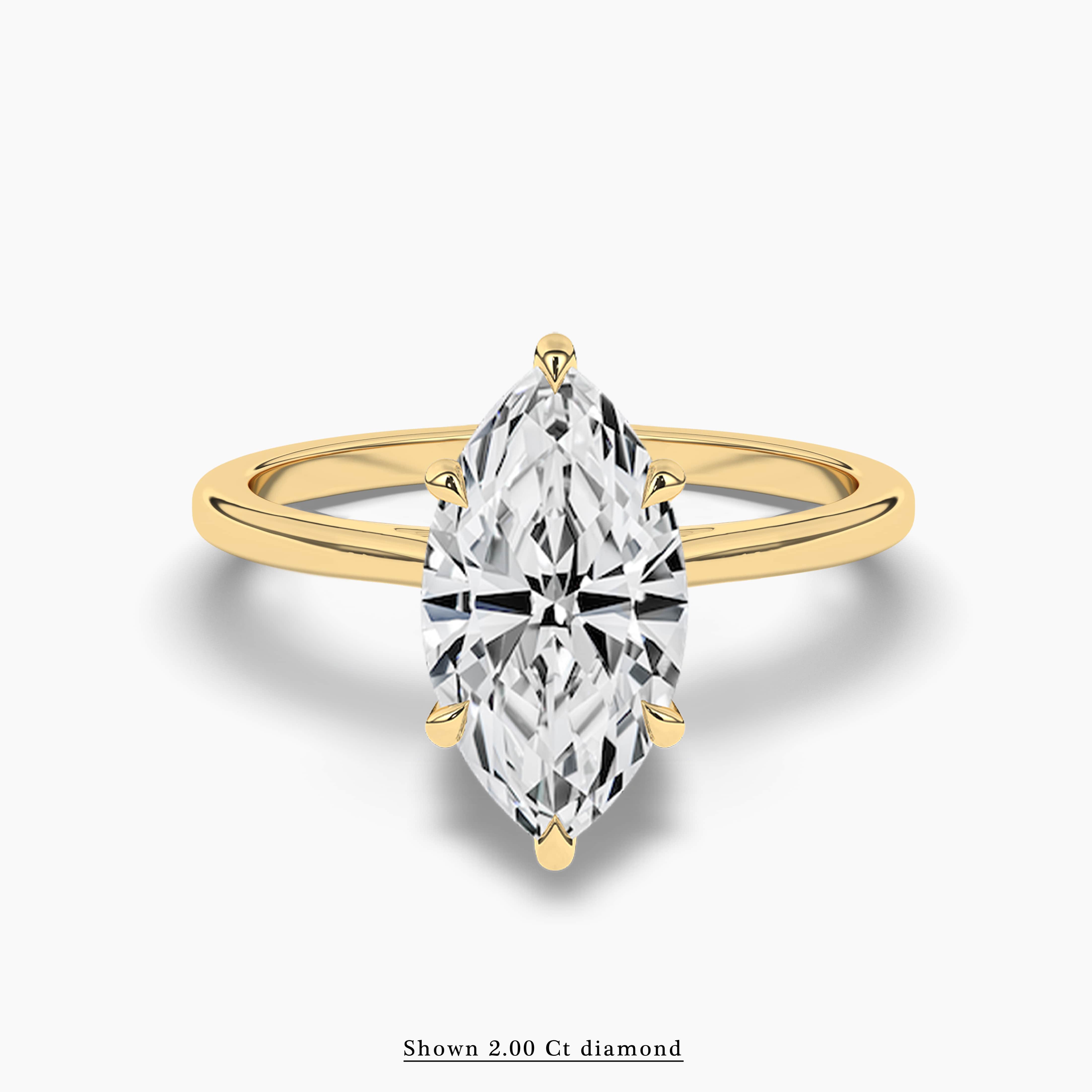 Yellow gold Marquise Cut Engagement Ring