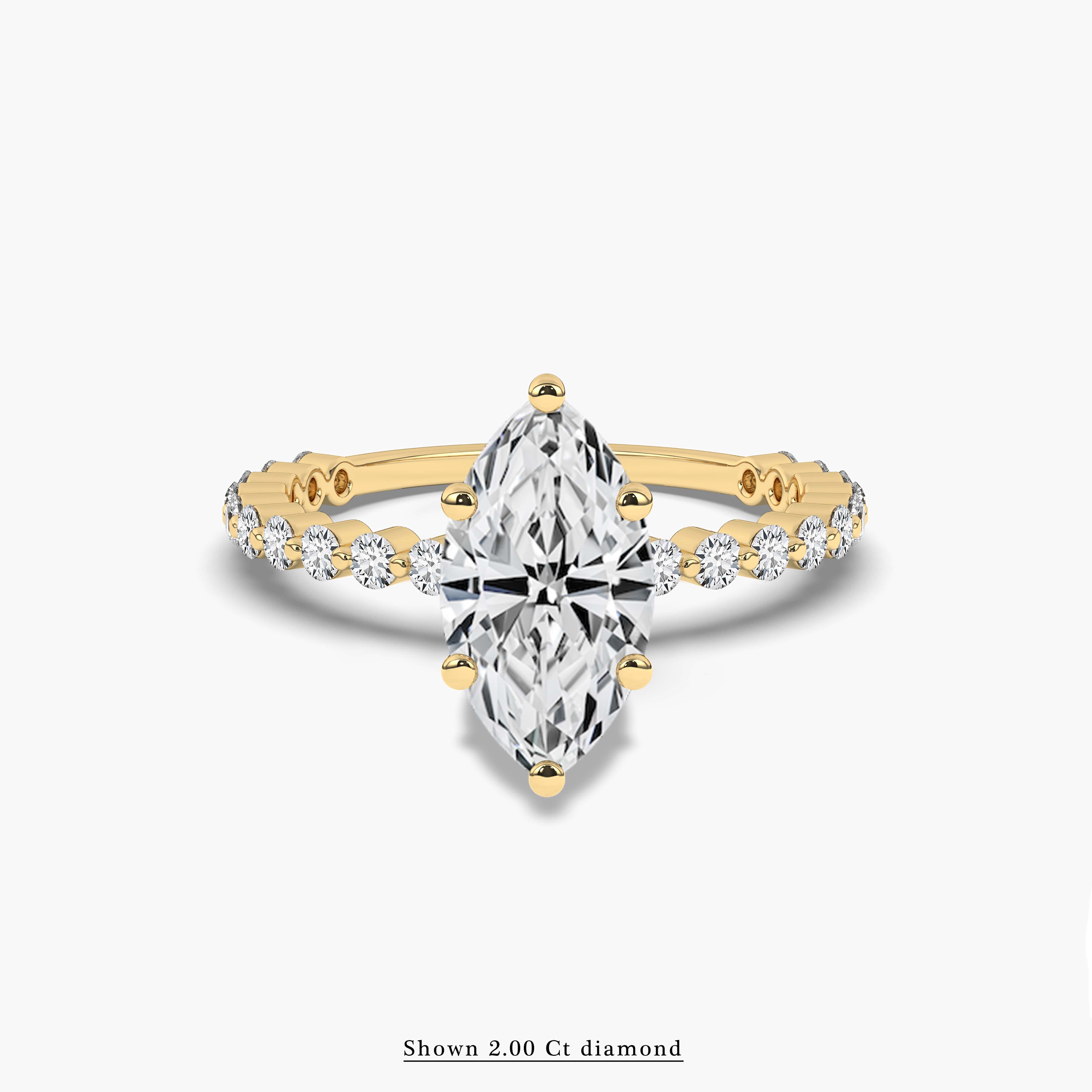 Marquise Cut Engagement Ring with Pave Diamonds