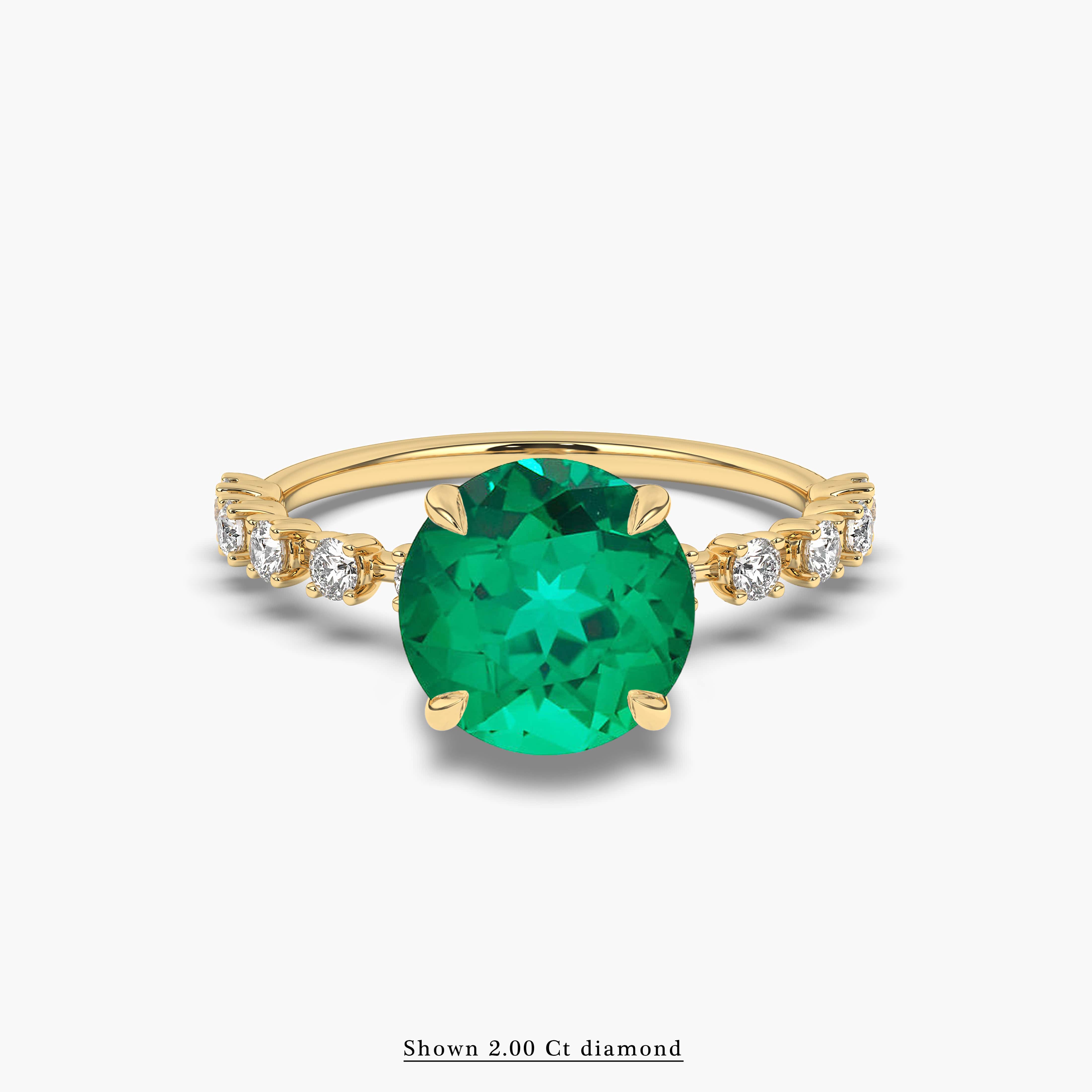 Yellow Gold Emerald and Diamond Ring